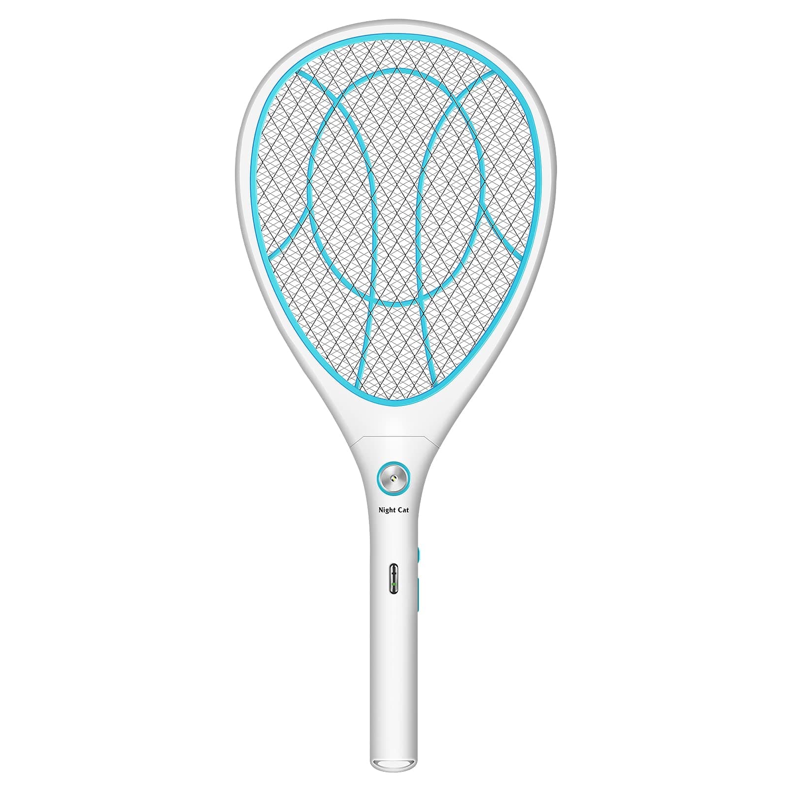 Night Cat Fly Racket Electric: Fly Swatter Electronic Bug Zapper Bat Mosquito Insect Killer Indoor USB Rechargeable 3000V