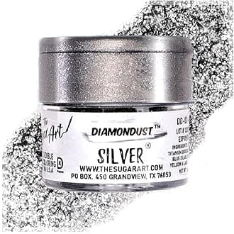 Silver Edible Glitter for Drinks, Cocktails, Cake Decorating, Strawberries, Chocolates & More | No Taste | 4g | 100% Food-Safe | Kosher, Vegan, Gluten & Nut Free | DiamonDust by The Sugar Art