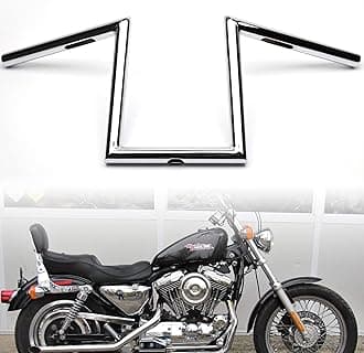 Chrome 8" Rise Z-Bar Sportster Handlebar with Indents for Harley 2007-up Sportster XL883 & XL1200 Models, 2006-2017 FXDB & 1996-2005 Dyna FXDWG, Some Yamaha Virago XV, Honda Models