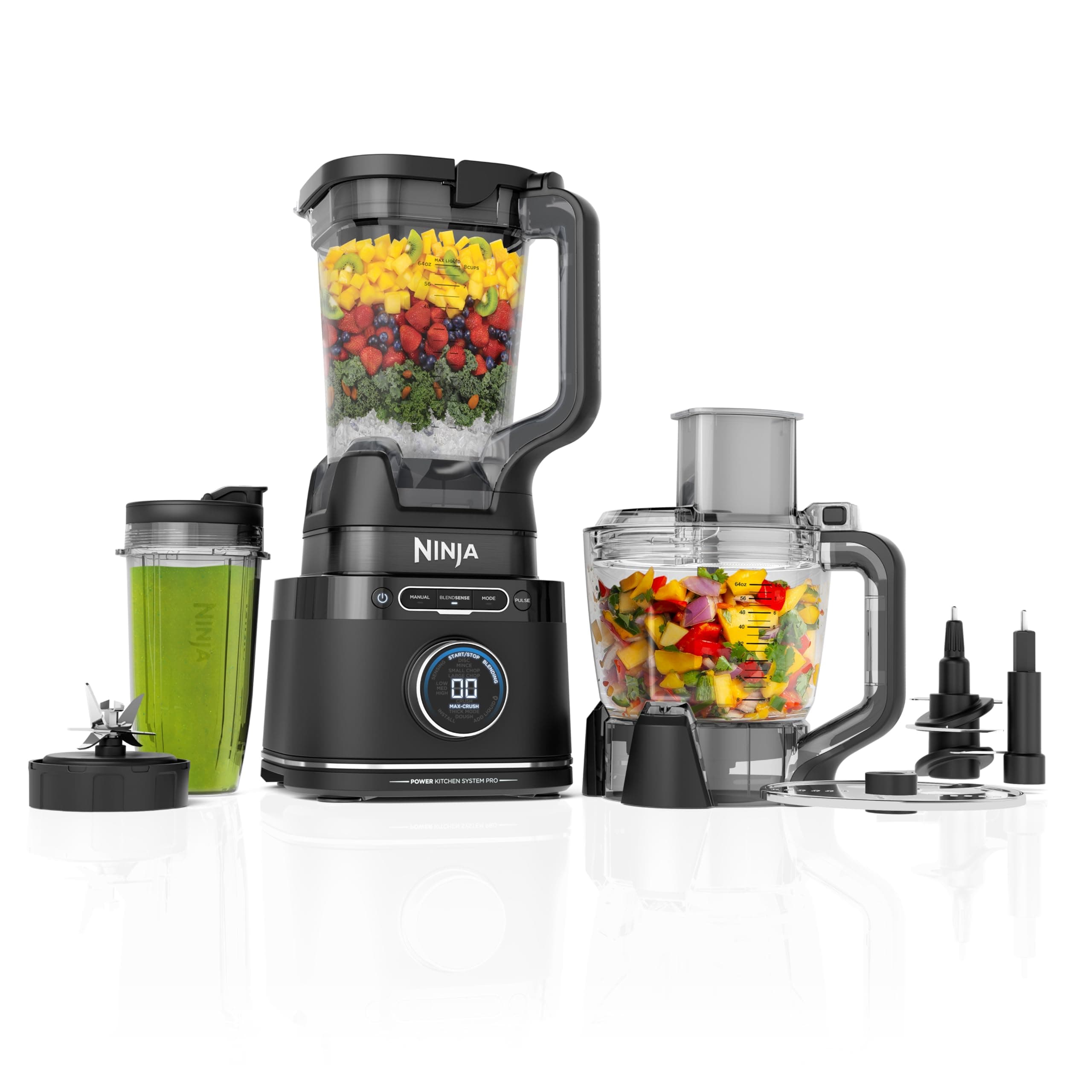 Ninja Kitchen System | All-in-One Food Processor & Blender | 8-Cup Bowl & (1) 24 oz. To-Go Cup BlendSense Tech | For Smoothies, Cookie Dough, Salsas, Cole Slaw & More | 1800 Peak Watt | Black | TB401