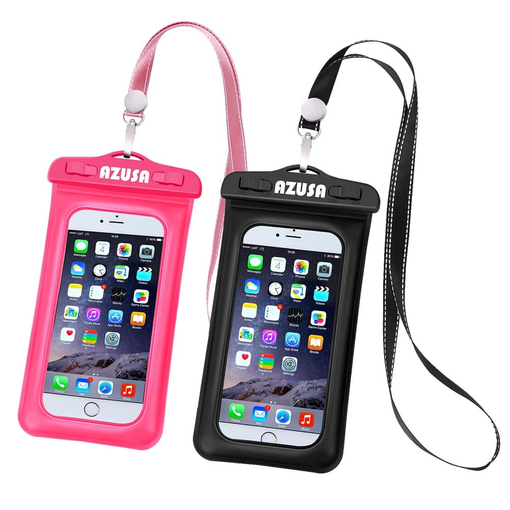 Universal Waterproof Case 2 Pack, Floating Waterproof Phone Pouch IPX8 CellPhone Dry Bag for iPhone X/8/8plus/7/7plus/6s/6/6s plus Samsung Galaxy S8/S8 Plus/S7/S6edge Note 5 4 up to 6.0"(Pink&Black)