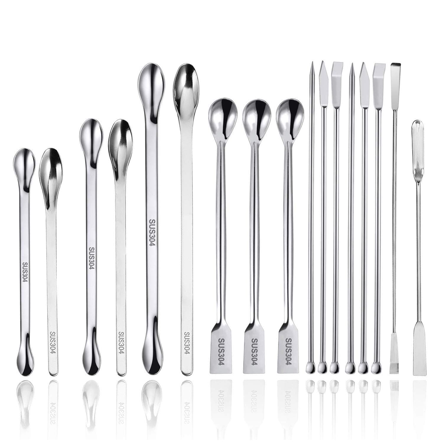 17 Pack Lab Spatula - Micro Lab Spoon/Scoop with Nickel Stainless Steel- Laboratory Mixing Spatula Sampling Spoon for Powders Gel Cap Filler, Capsule Filler 0 00