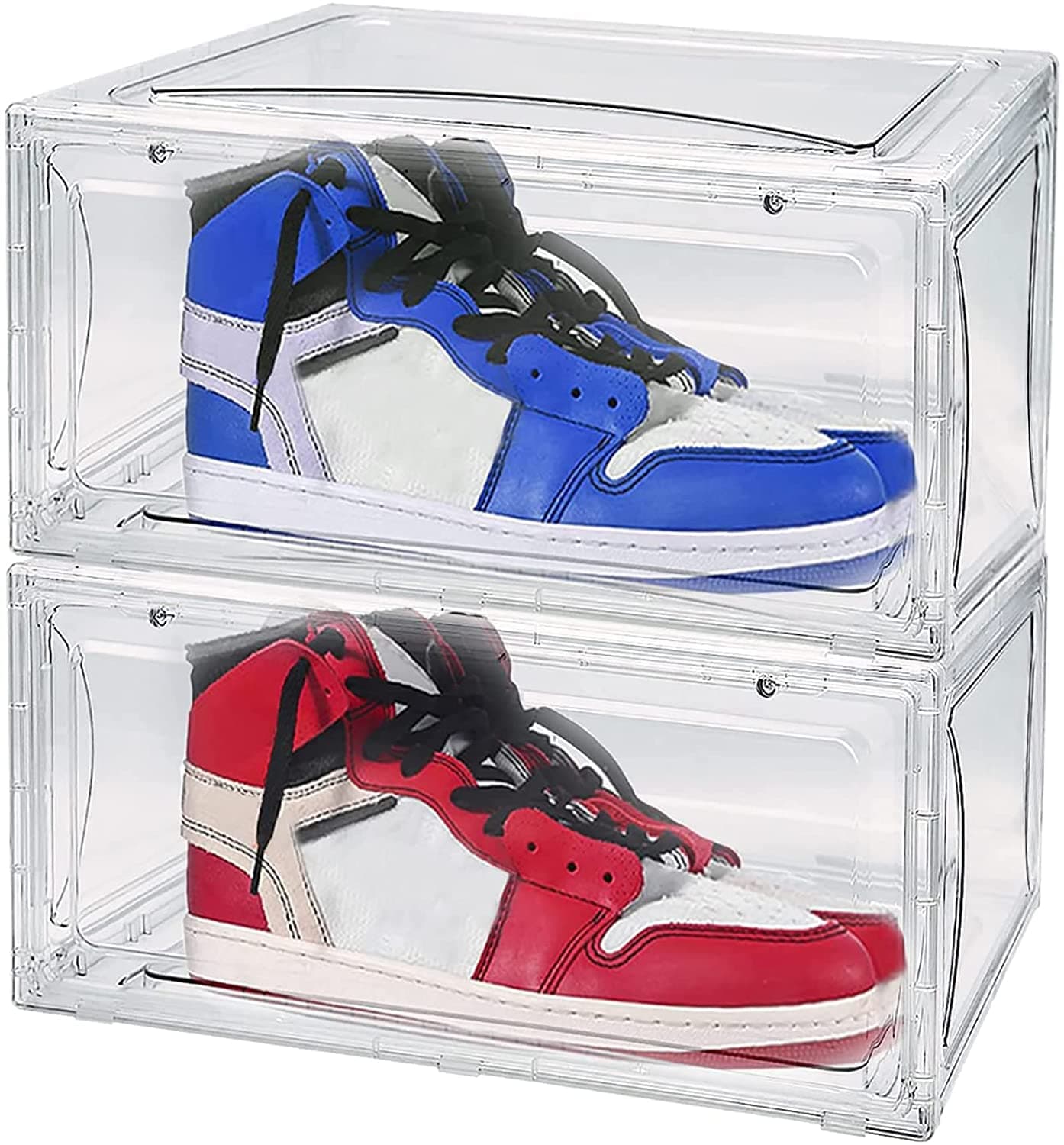 Holahoney Shoe Box Clear Plastic Stackable Easy Access Shoe Storage Sneaker Shoe Container Organizer - 5Pack