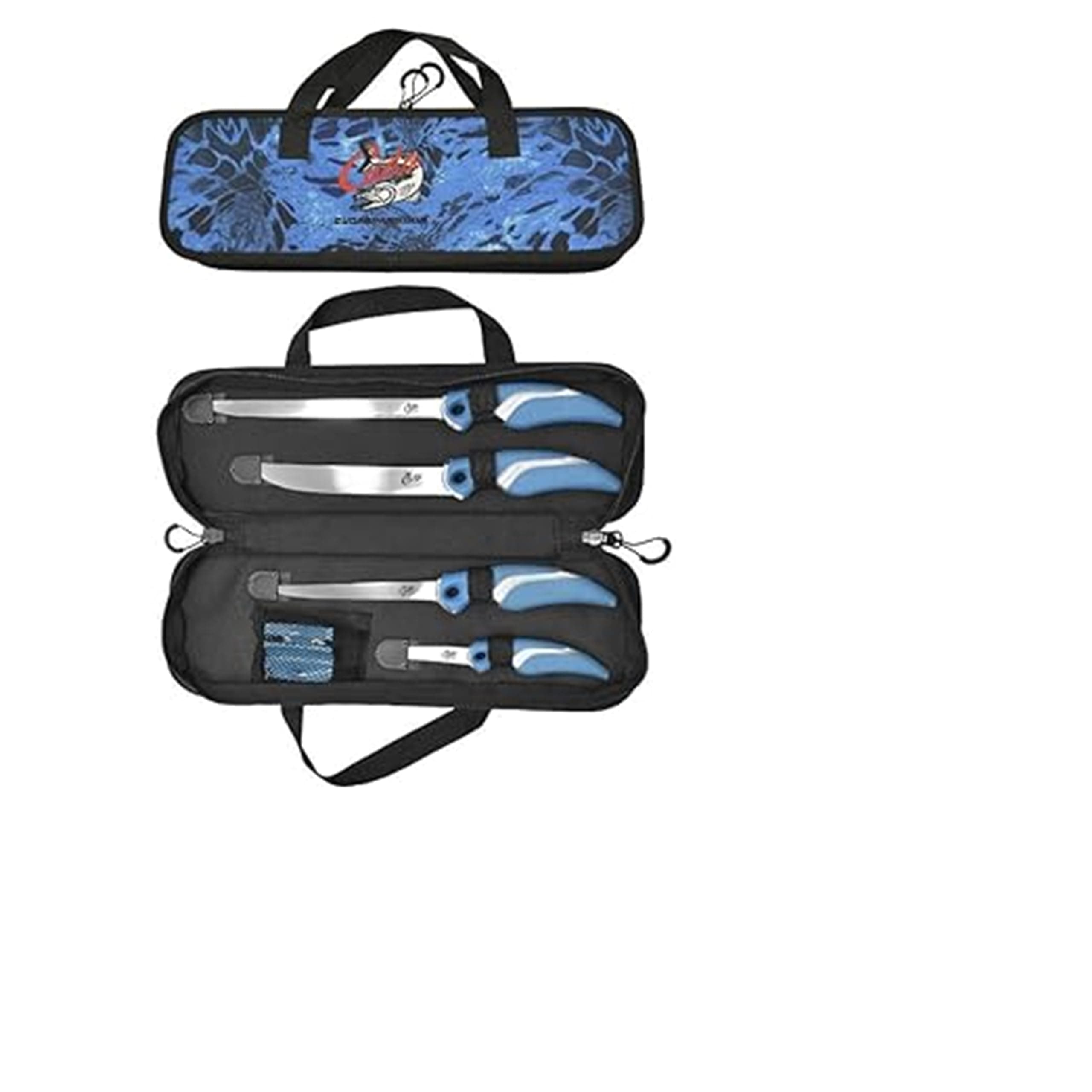 Cuda 6-Piece Fish Fillet Knife Set with Knife Sharpener and Heavy-Duty Case (23015), Blue