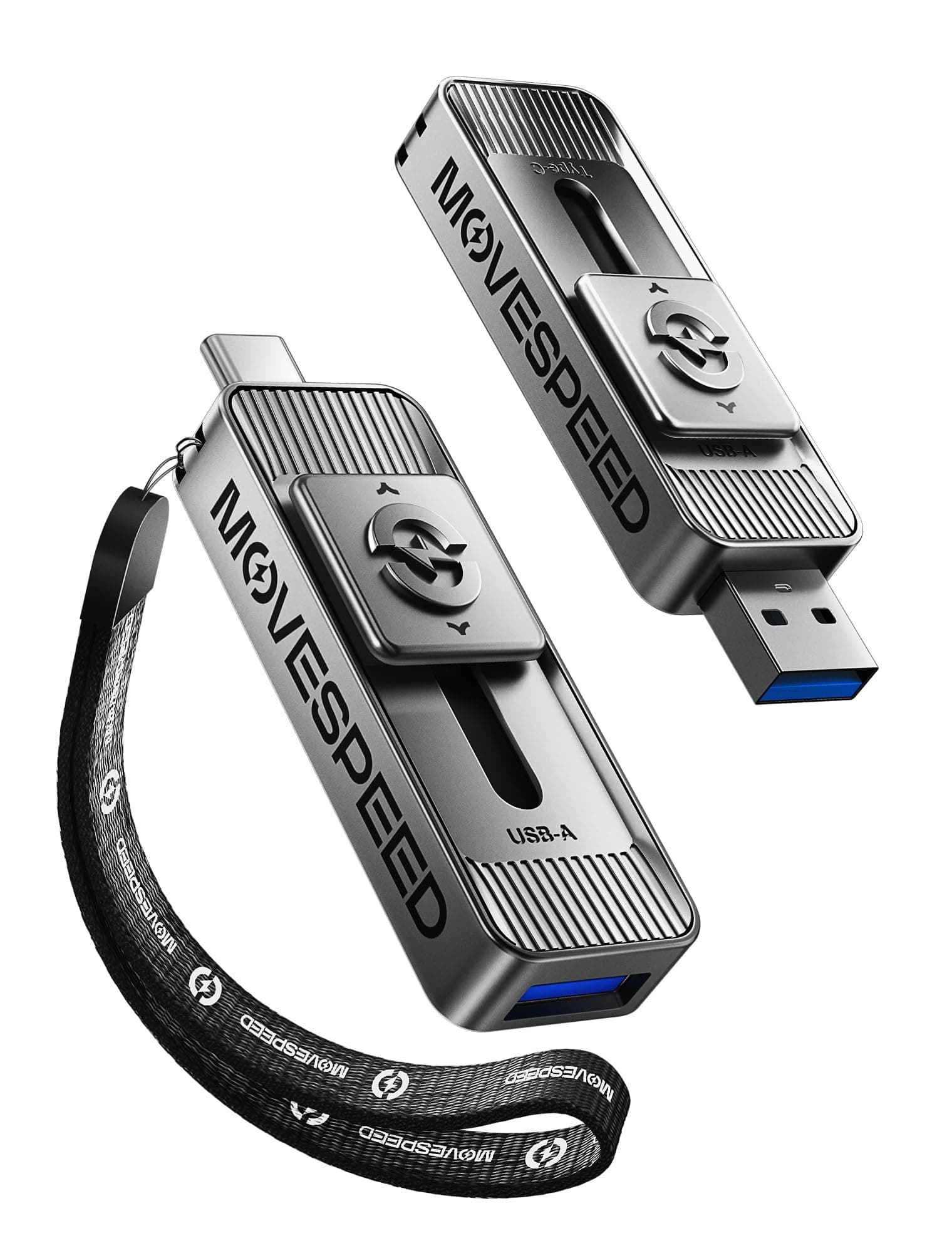 MOVE SPEED 256GB Solid State Drives with Dual Ports & Push-Pull Design — 560MB/s Read Speed, Type C + USB 3.2 Drive Portable ssd for iPhone 15/16/Android/Mac