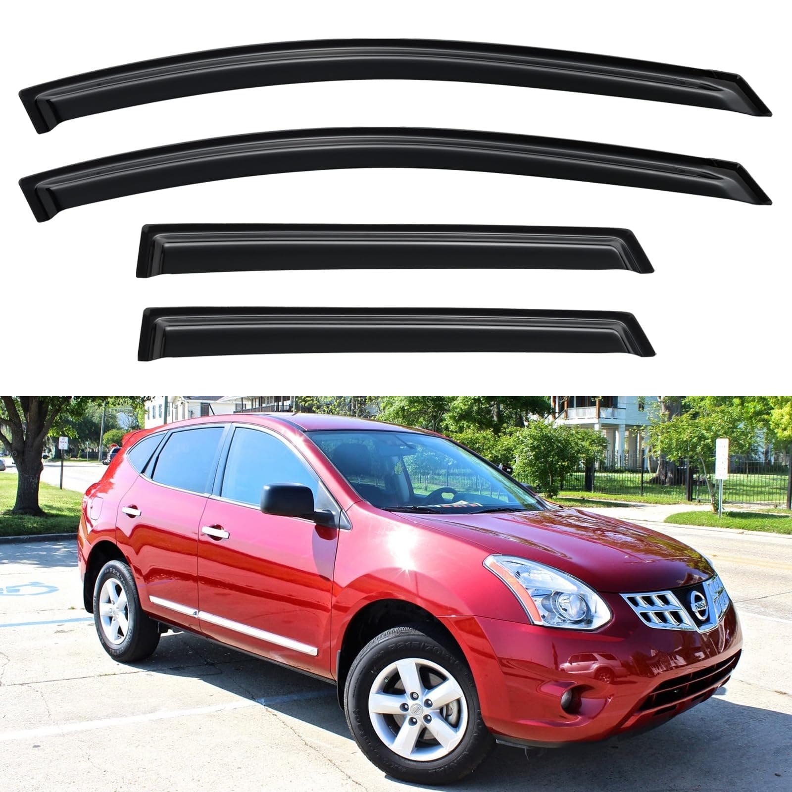 Window Visors Rain Guards Shield for 2009-2013 Nissan Rogue, Window Wind Deflectors Vent Shades for 09-13 Rogue