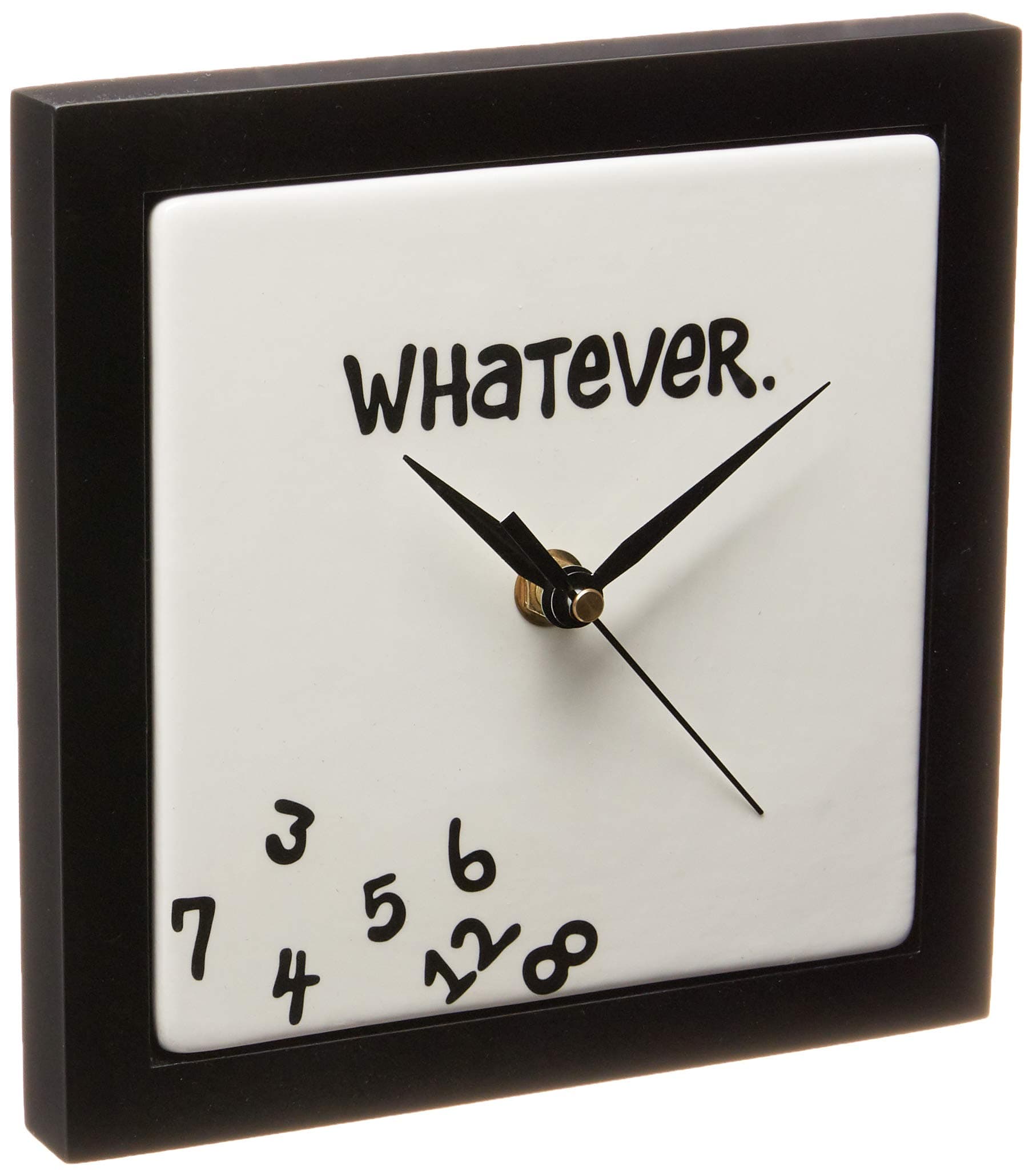 Whatever. Scrambled Numbers Always Late 7.5 x 7.5 Inch Square Hanging Wall Clock