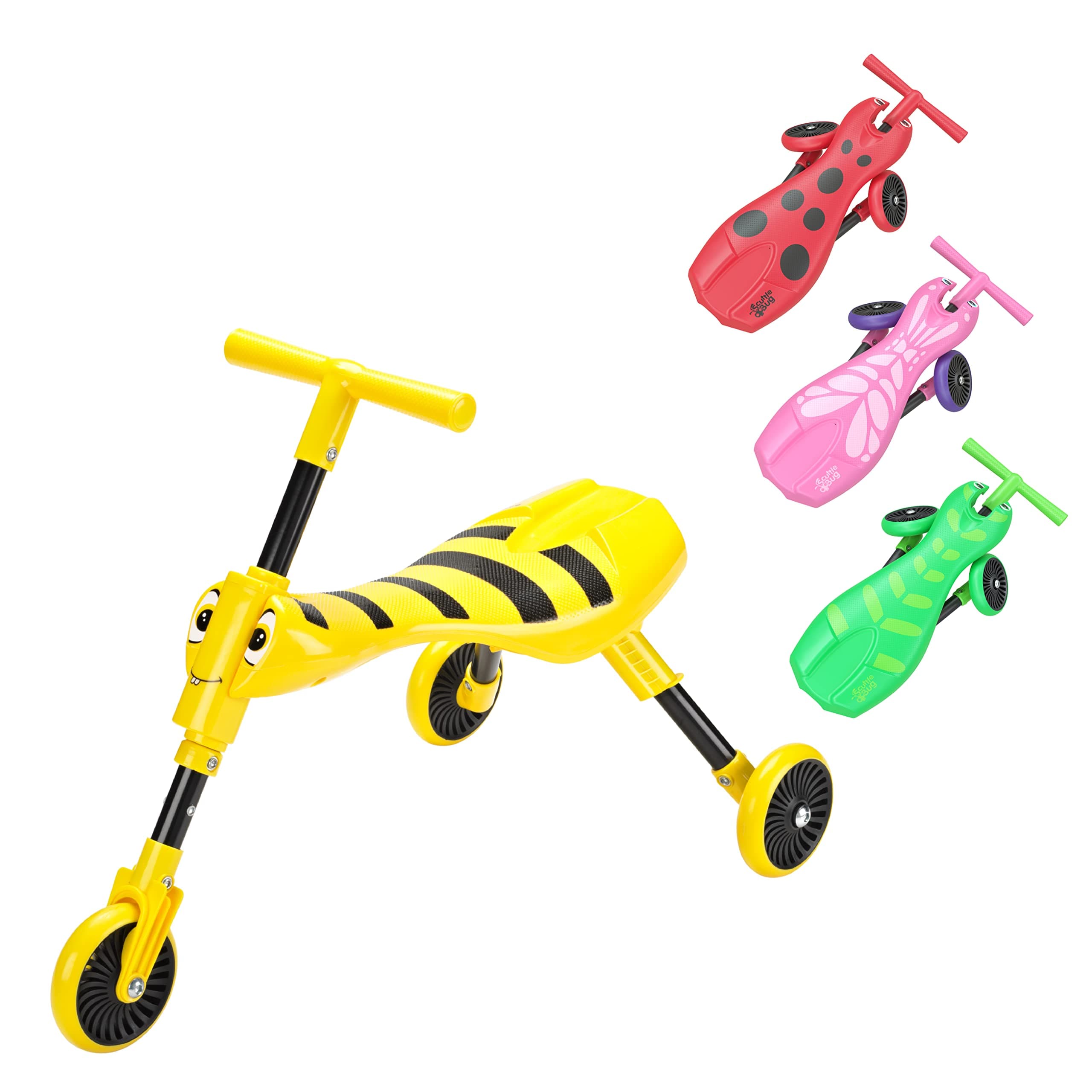 Scuttlebug 3-Wheel Foldable Ride-On Tricycle for 1+ Year Old, Bumblebee Trike, Antennae Handlebar, Develop Toddler’s Balance and Motor Skills, No Surface Scratches, Yellow, Black, W33cm xD60cm xH43cm