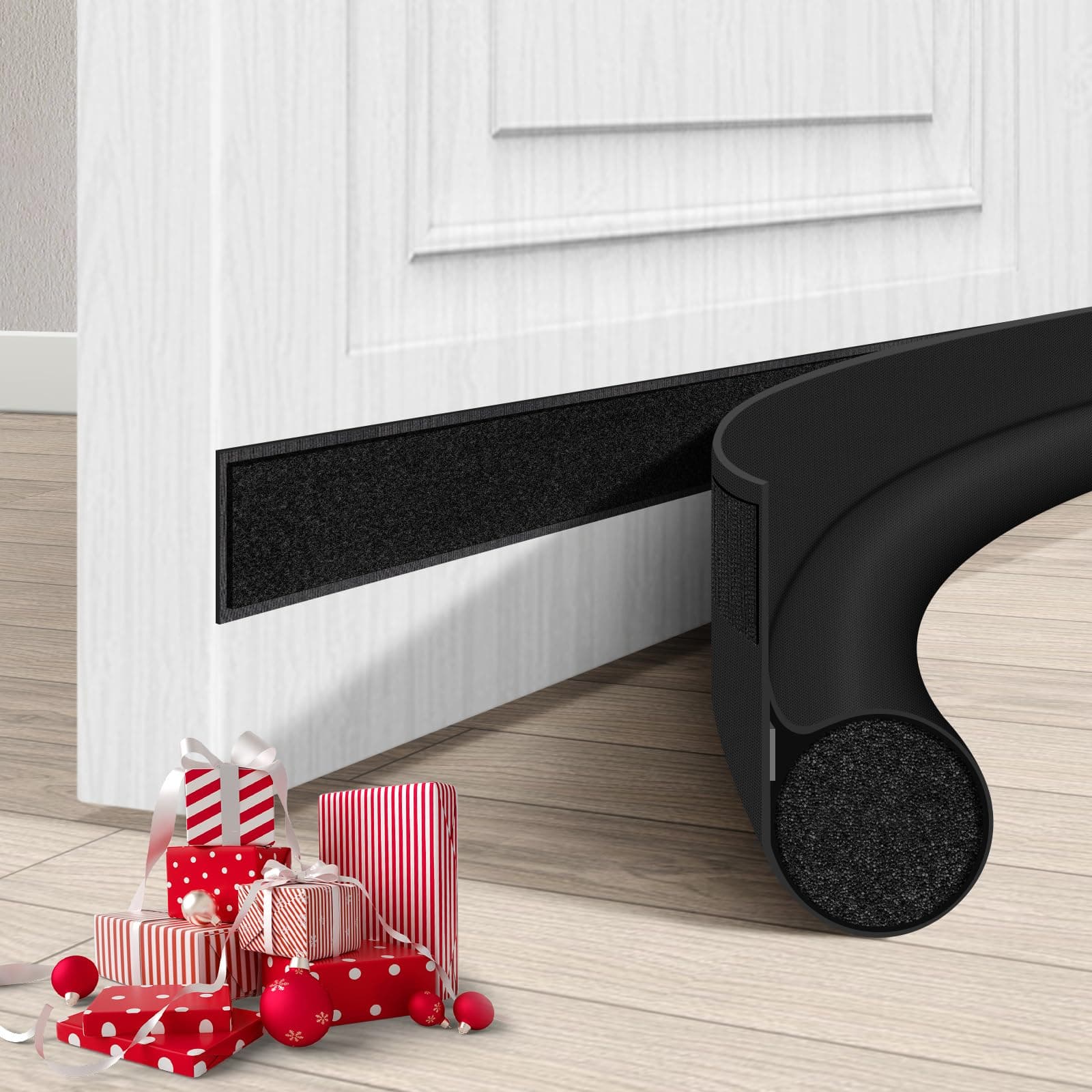 HomeProtect Door Draft Stopper 30-36" Adjustable Door Seals Keep Cold Air in,Block Noise, Light, Odor, Dust,Soundproof Door Seewp for Bottom of Door Suitable for Interior/Exterior, Black