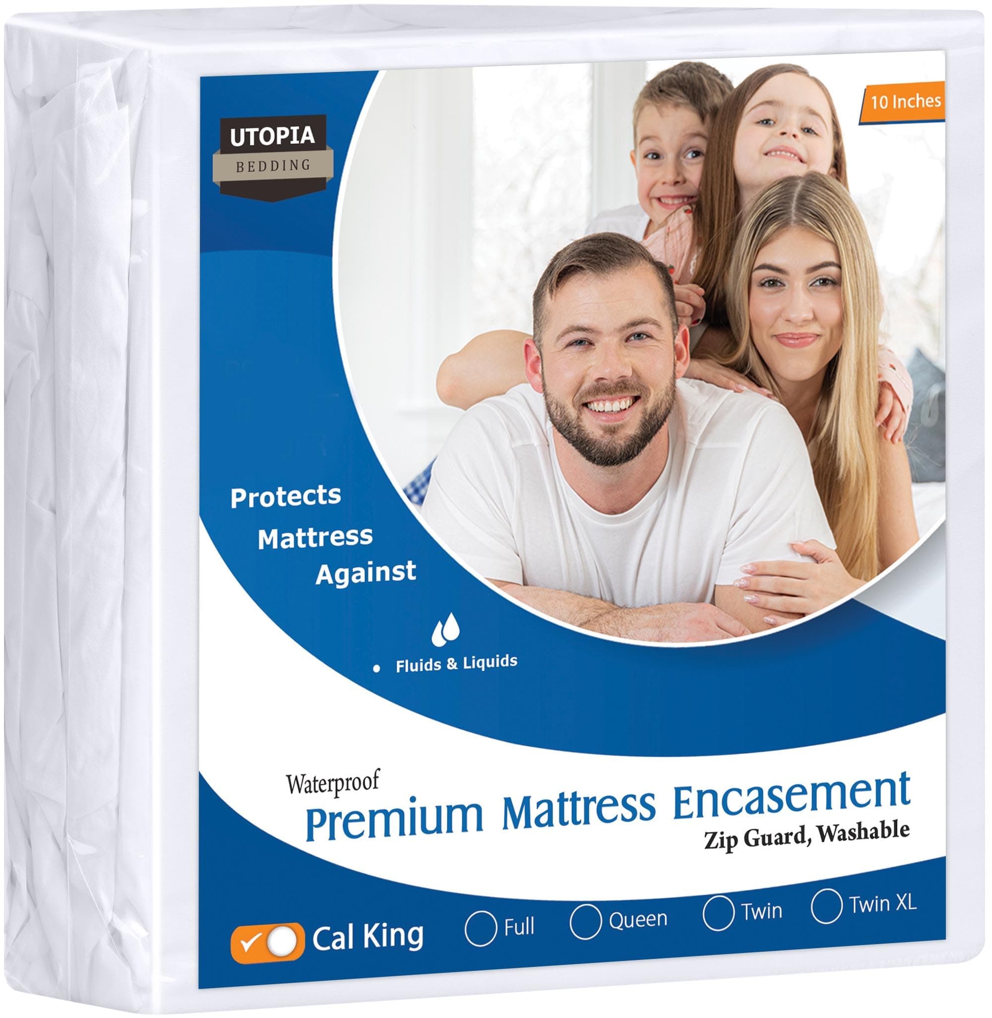 Premium Bed Bug Proof Box Spring Encasement - Waterproof Zippered Box Spring Cover - Ultimate Protection Against Insects, Dust Mites - Knitted Box Spring Protector (Cal King) by Utopia Bedding by Utopia Bedding