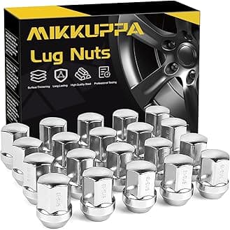 MIKKUPPA 9/16-18 OEM Wheel Lug Nuts, Replacement for 2005-2010 Dodge Dakota, 2004-2009 Durango, 2002-2011 Ram 1500 Factory Wheels, Chrome One-Piece Closed End Large Acorn Seat Tire Nuts