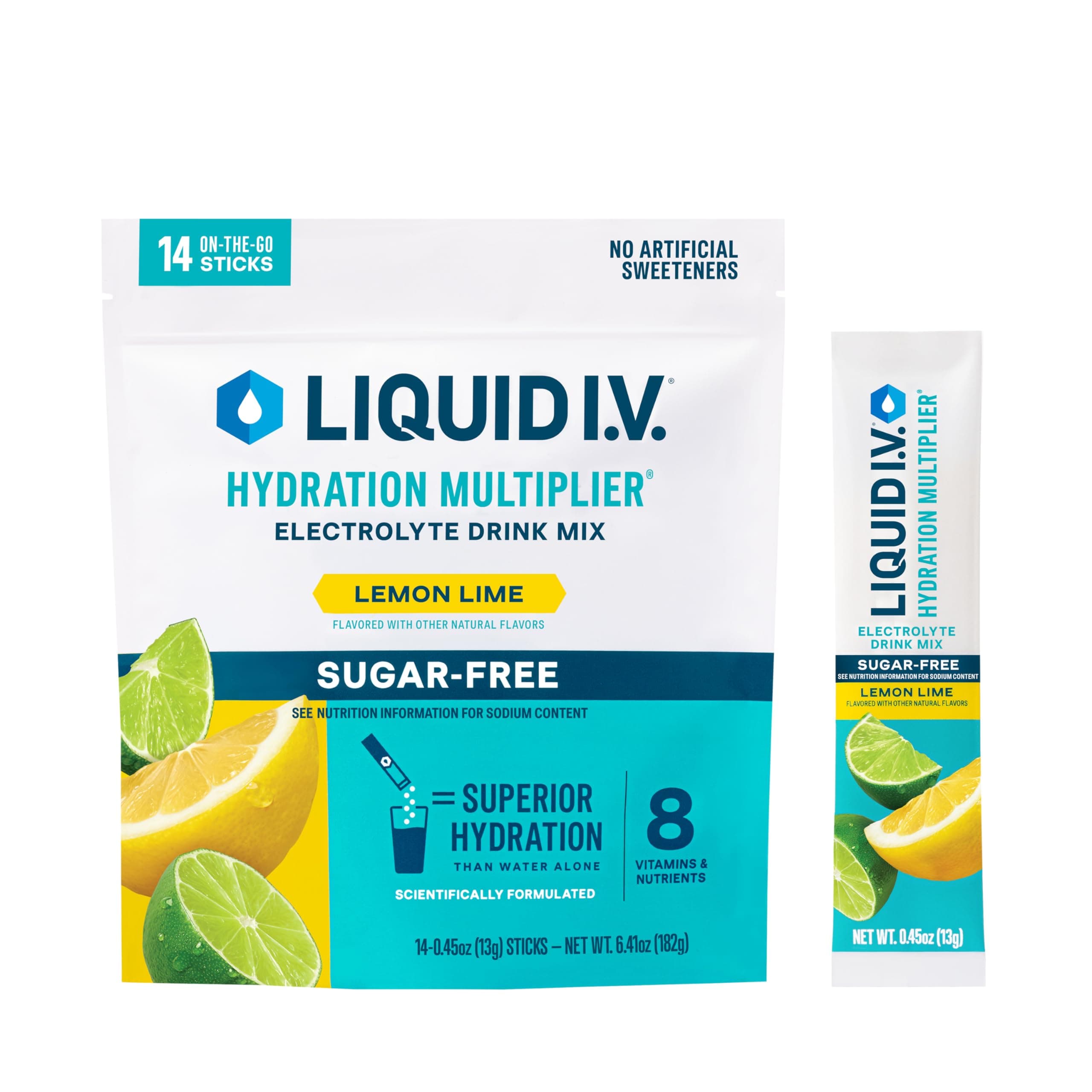 Sugar Free Hydration Multiplier - Lemon Lemon - Hydration Powder Packs | Electrolyte Powder Drink Mix | Convenient Single Serve Sticks | Non-GMO | 1 Pack (14