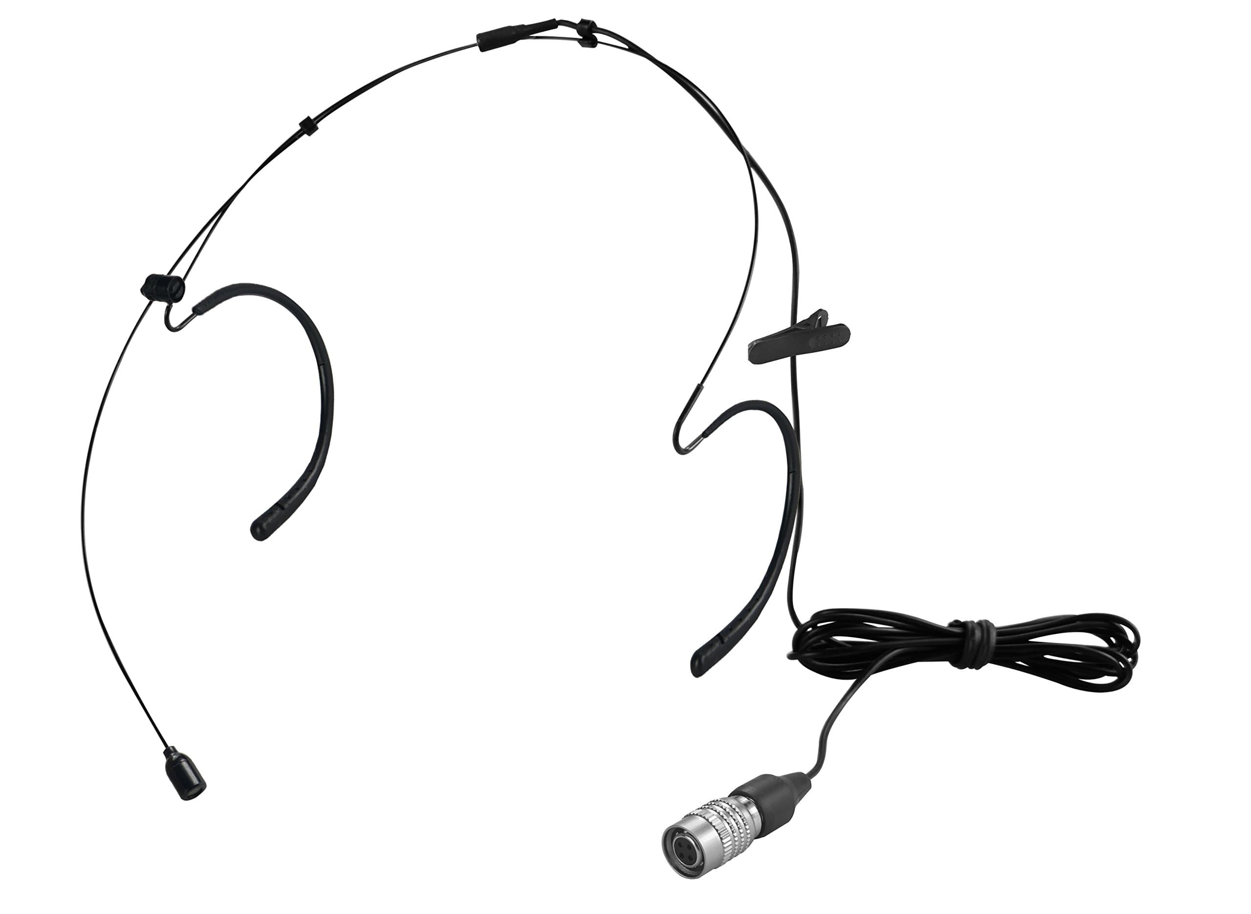 Gbbpro Wired Double Earhook Headset Boom Mini XLR Omni-Directional Microphone (for Audio-technica type 4 pin mini plug, Black)