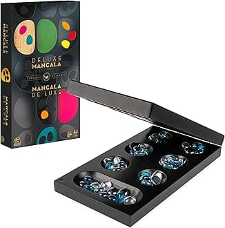 Spin Master Games, Legacy Deluxe Mancala, Classic Game with Folding Wooden Board & Colorful Glass Stones, Family Game, for Ages 8 & Up