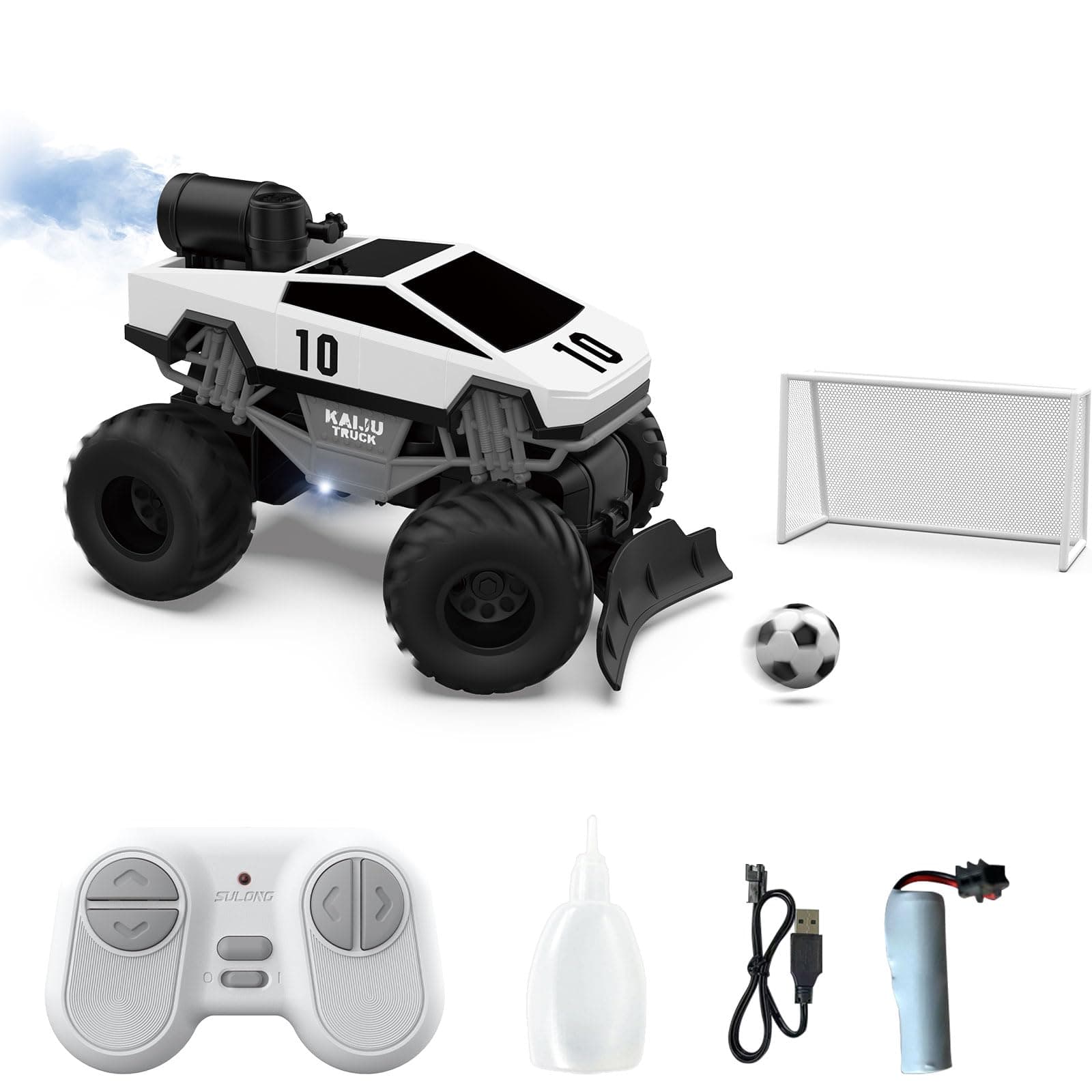 Remote Control Car, RC Cybertruck 1:24 Scale with Spray, 2.4Ghz LED Light RC Cars, Remote-Control Toy Vehicle for Boys Age 4-12, Christmas Birthday Gift, White