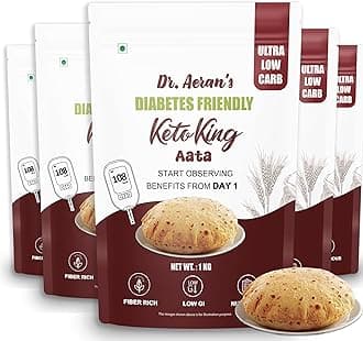 Diabetes Friendly Keto King Atta, 5Kg, Ultra Low Carb, Low GI Atta for Sugar Release Control, Diabetic Atta For Diabetic Care, High Fiber Flour, Sugar Control Keto Atta