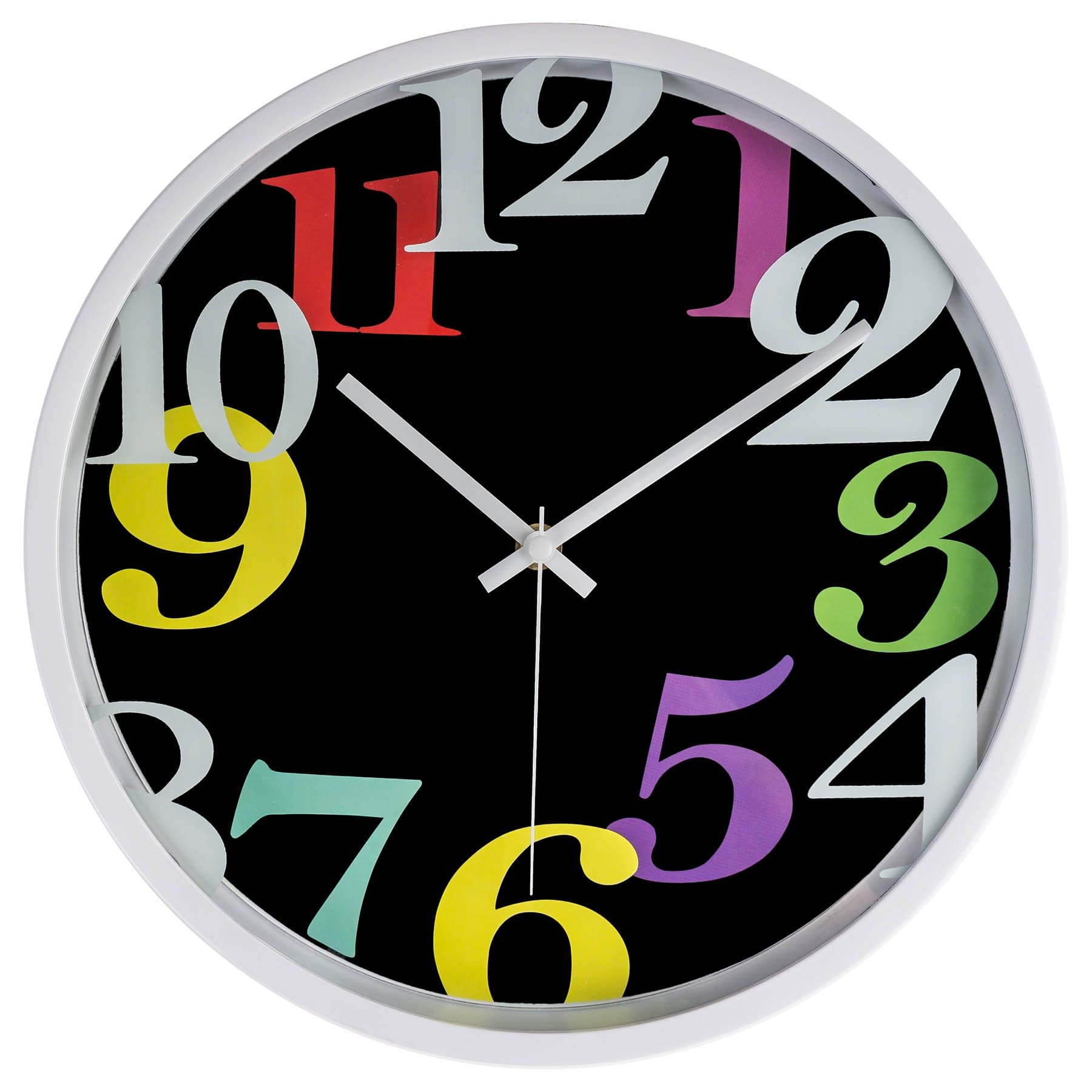 LGI Quartz Wall Clock - Modern Contemporary Wall Clock - (Black/Rainbow)