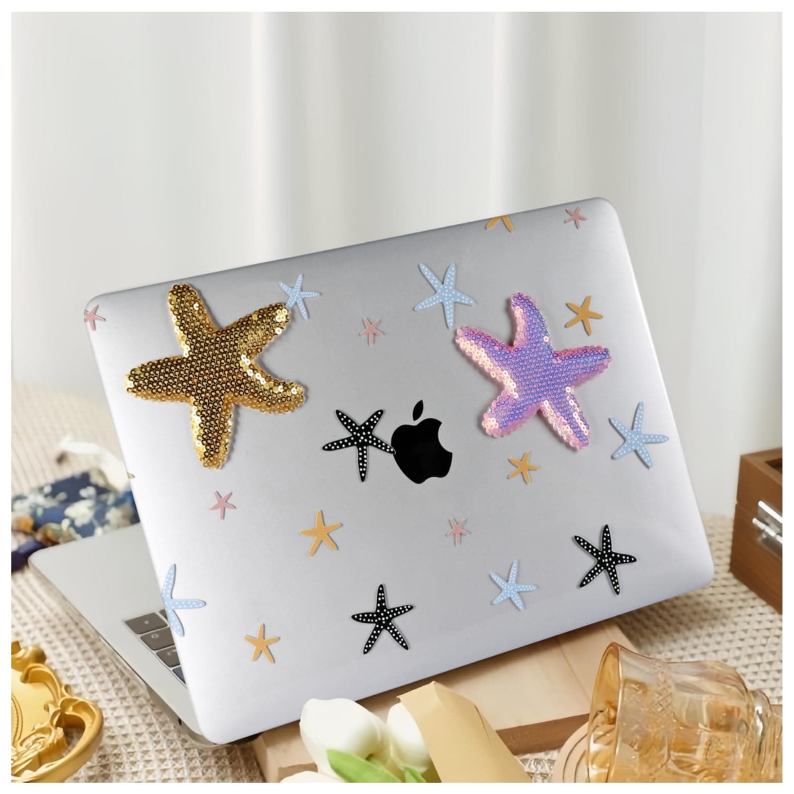 Cute Case for MacBook Pro 13 inch M2 2024-2016 A2338 M1 A2251 A2289 A2159 A1989 A1708 A1706,for MacBook Pro13 Cute Print Case& Keyboard Cover for Mac Pro 13 M1 Kawaii Print, Starfish