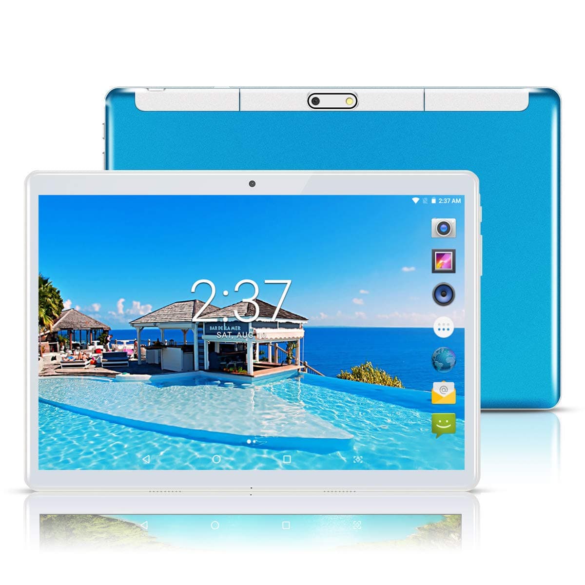 YELLYOUTH Android Tablet 10 inch with Sim Card Slots 2.5D Curved Glass Touch Screen 4GB RAM 64GB ROM Octa Core 3G Unlocked GSM Phone Tablet PC Compatible with WiFi Bluetooth GPS (Blue)