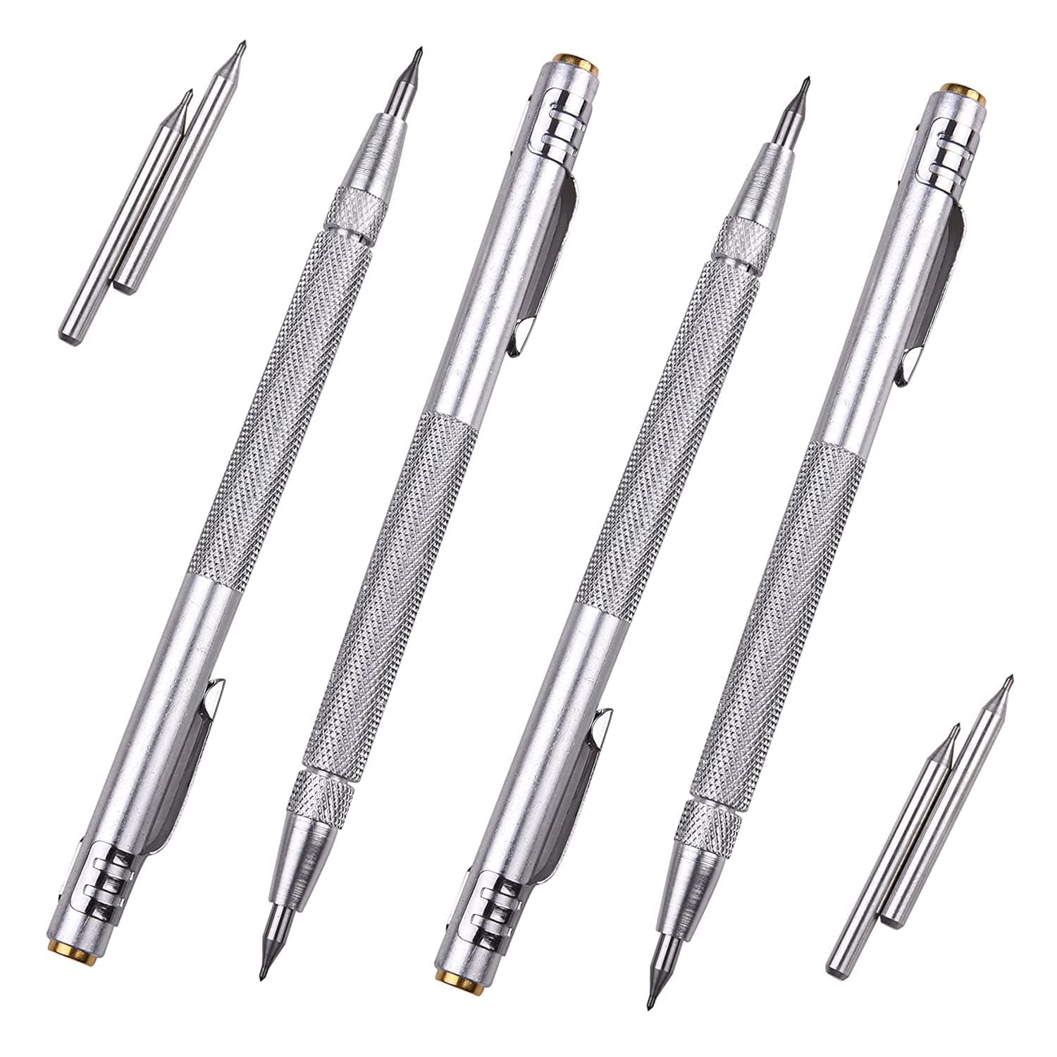 Excefore Tungsten Carbide Scriber with Magnet, 4 Pcs Carbide Scriber Marking Tools with Extra 4 Replacement Marking Tip, Aluminium Etching Machinist Pen for Glass/Ceramics/Metal