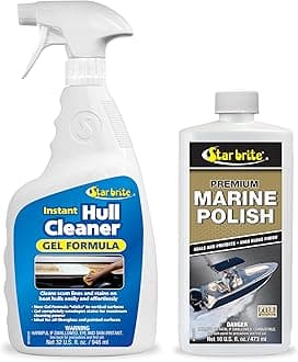 Instant Boat Hull Cleaner + Marine Polish Bundle - Instantly Remove Stains, Scum & Grime + Stop Fading, Chalking & Oxidation While Adding a High Gloss Finish that Repels Stains & Deposits