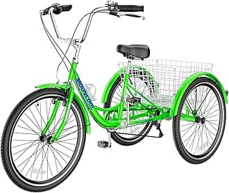 Slsy Adult Tricycles 7 Speed, Adult Trikes 20/24/26 inch 3 Wheel Bikes, Three-Wheeled Bicycles Cruise Trike with Shopping Basket for Seniors, Women, Men.