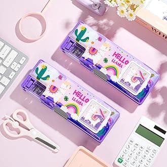 Henoyso Pencil Box Pencil Case with Calculator and Pencil Sharpener Multifunction Pencil Case Cool School Supplies Back to School Gift Birthday Present for Kids Teens (Alpaca)