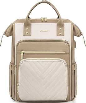LOVEVOOK Laptop Backpack Womens, 15.6 inch Laptop Rucksack Bag for Women, Large Ladies Backpacks Waterproof School Bags with USB Port, Fashion Daypacks for Work Travel Teacher Nurse, Khaki Beige