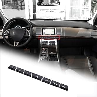 Daeiclru Car Multimedia Button Trim Fit for Jaguar XF 2012‑2015, Multimedia Panel Button Cover Sticker Silver Aluminium Alloy 7Pcs
