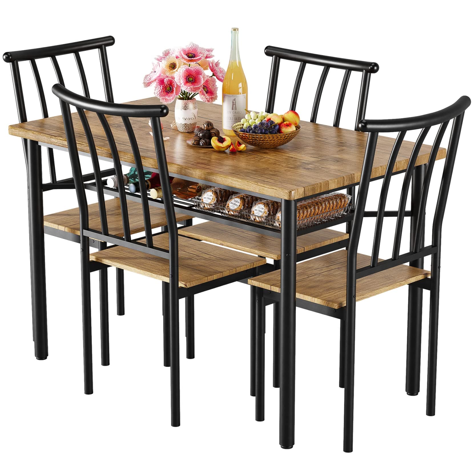 Table and Chairs with Wine Rack