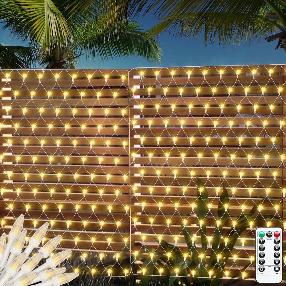 Apatner Net Lights Outdoor Battery Powered,5FTx5FT 100LED String Light,Mesh Net Lights Bushes Waterproof with Remote for Easter Outdoor Garden Decor