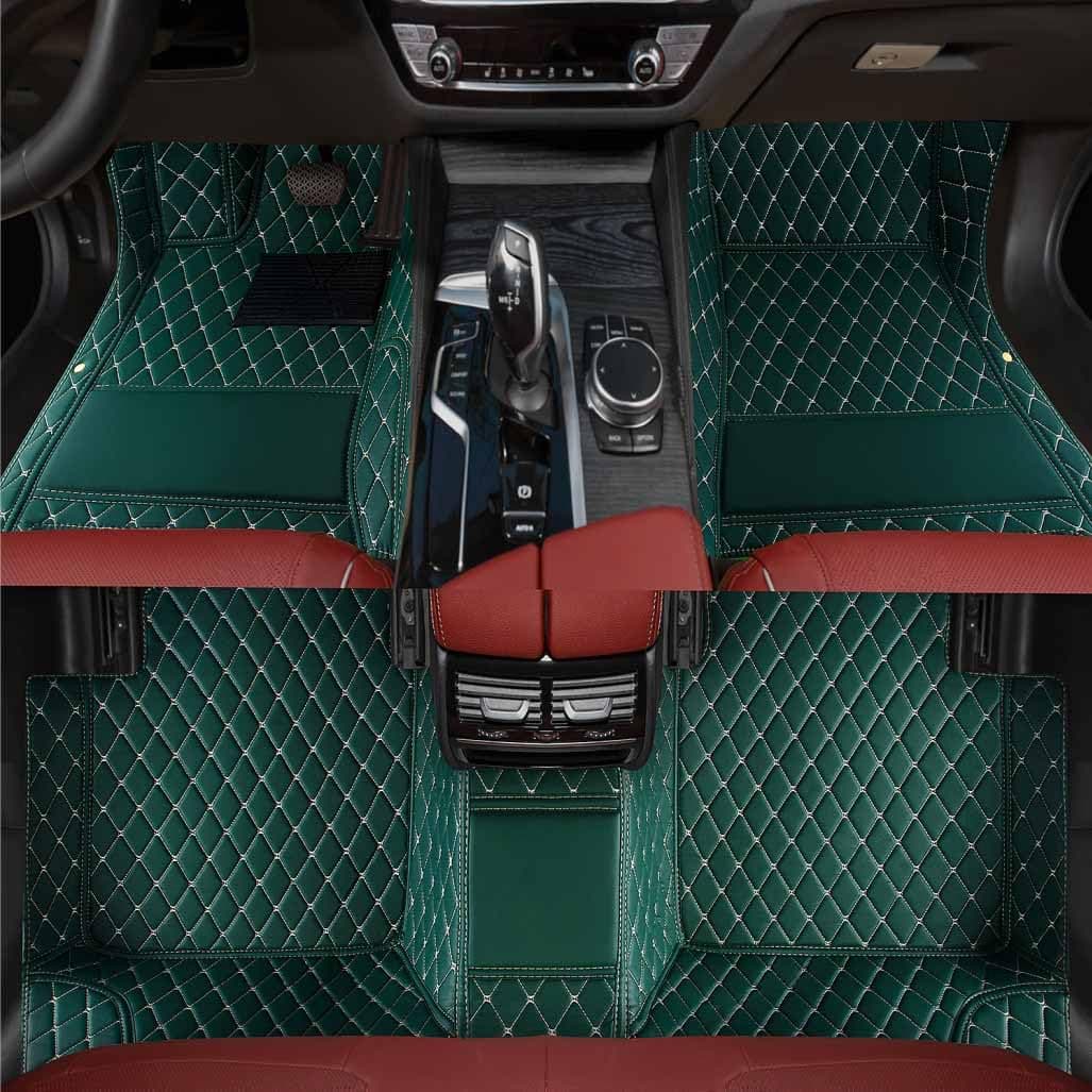 Custom Personalized Floor Mats ，Luxury Full Coverage All Weather Car Floor Mats，Anti-Slip Leather Car Mat Set ，Custom Floor Mat， for 99% of Cars, Trucks & SUV. (Green)