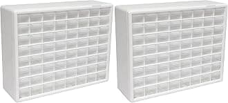 Akro-Mils 64-Drawer Plastic Drawer Storage Cabinet for Garage Organization, Bead Organizer, Building Bricks Storage, Teacher Toolbox, Makeup Organizer, 20-Inch W x 6-Inch D x 16-Inch H, 10164 White