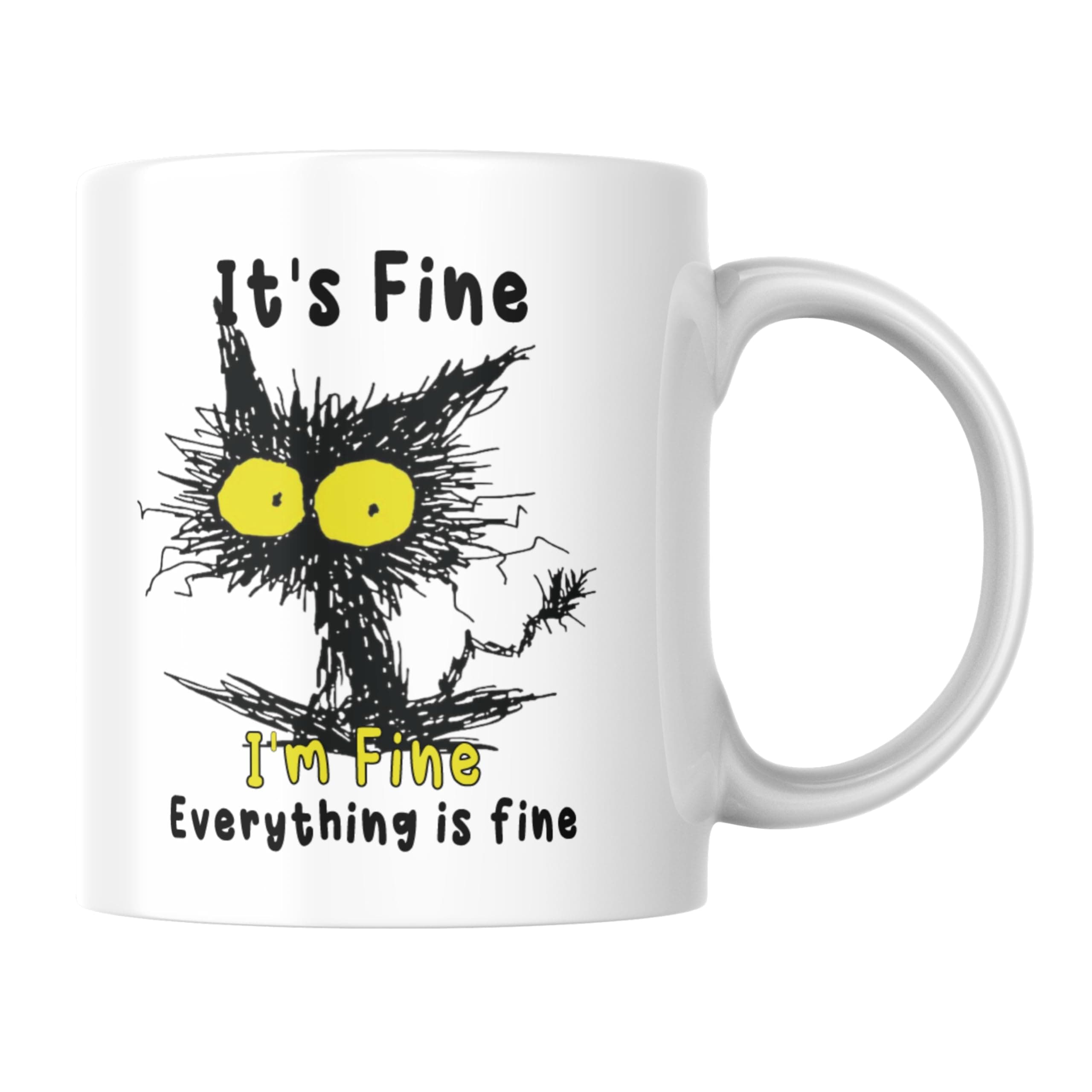 Wanky Candles Cat Joke Mug - It’s Fine I’m Fine Everything, Funny Office or Birthday Gift CMUG207