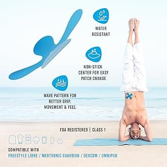 Not Just A Patch X-Patch CGM Sensor Patches (20 Pack) - Water Resistant Omnipod 5 Adhesive Patches - Durable for Active Lifestyle for 10-14 Days - Compatible with Dexcom G6, Libre 2 in Blue