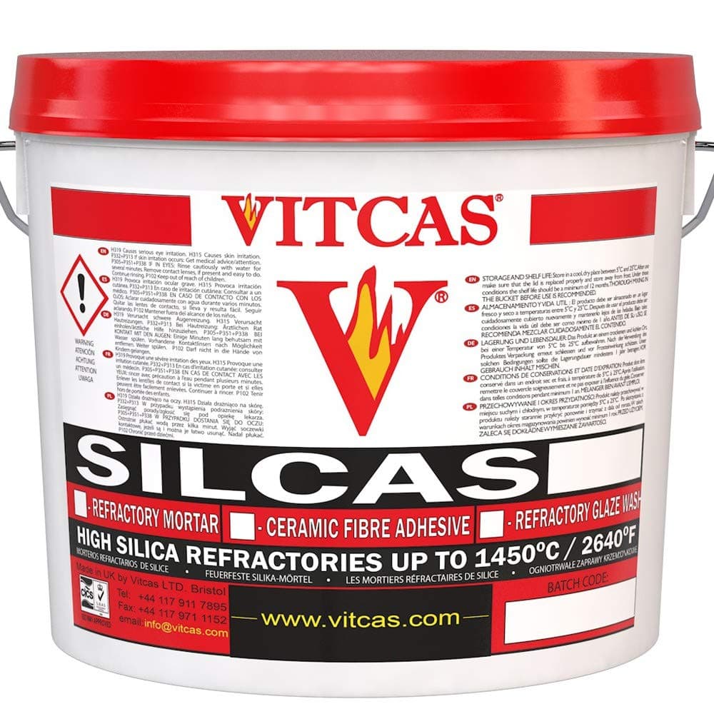 5kg Silcas M-White Refractory Mortar- Fire Cement- Patching and Repairing- White Color and Smooth- Excellent Adhesion- Heat Resistant- Setting and Jointing- 1425°C /2600°F
