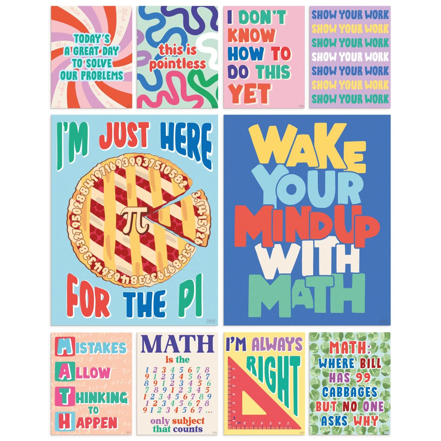 S&O Math Posters for Elementary School - Arithmetic Classroom Displays - Learning Space Prints for Mathematics - Number Charts for Middle Institute - Study Section Decor - Inspirational Notices - 10PC