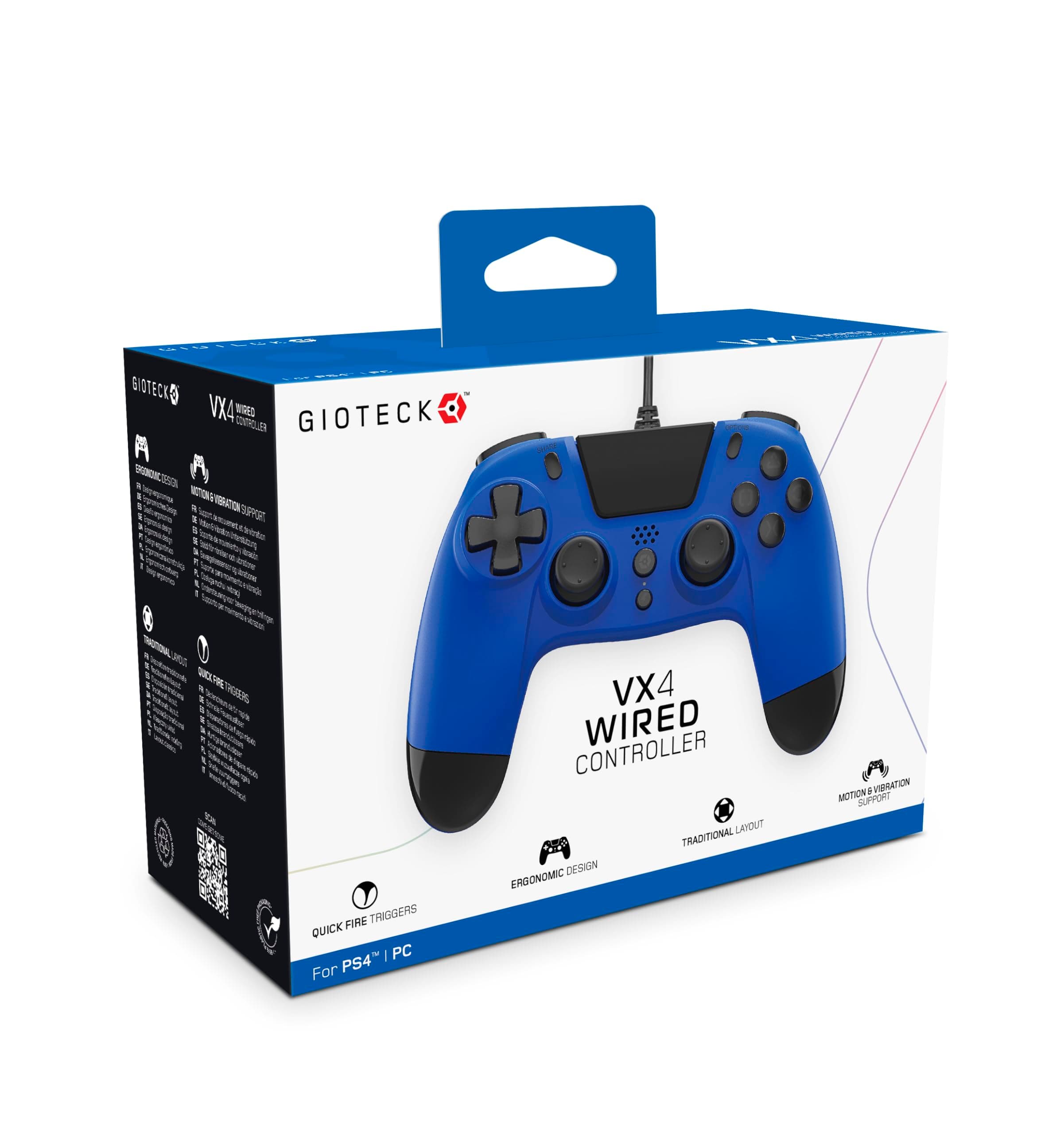 GIOTECK VX4 PREMIUM WIRED CONTROLLER FOR PLAYSTATION 4 (BLUE)
