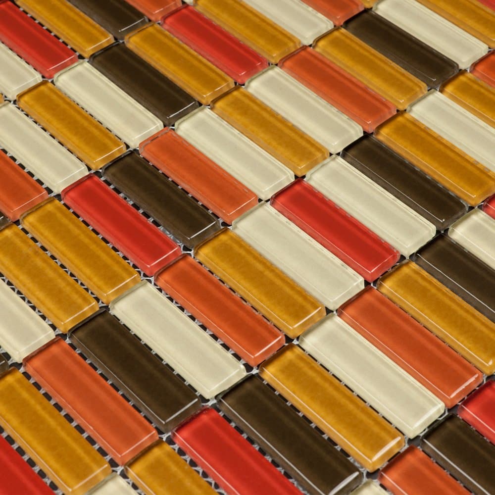 Backsplash Tile 12x12 Mosaic Sheets for Kitchen Bathroom Shower Wall Glass Red Orange Brown - Martini Mosaic - Aria - Mediterranean Sun, 10 SQ.FT (BOX), Aria