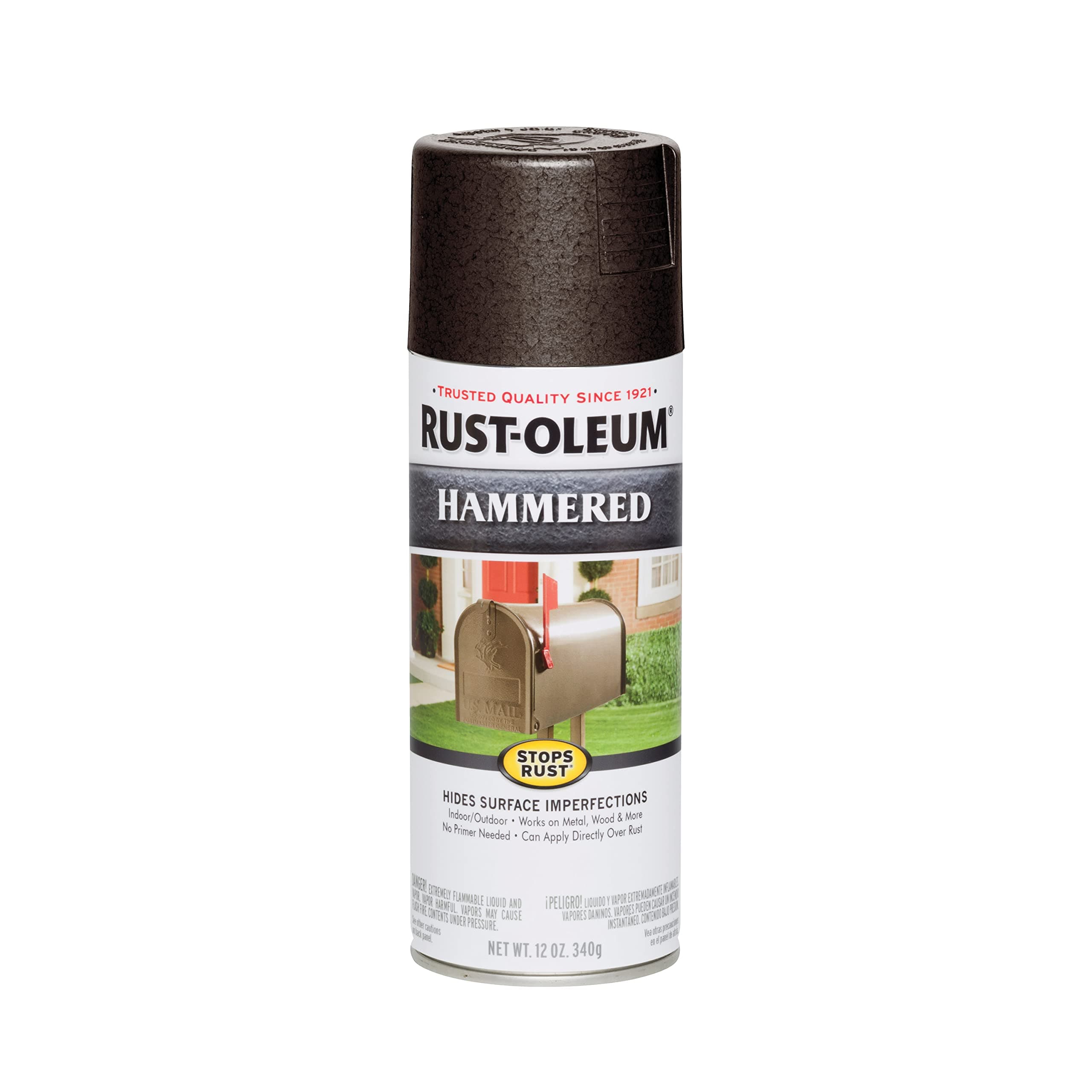 7218830 Stops Rust Hammered Spray Paint, 12 oz, Dark Bronze (Pack of 1)