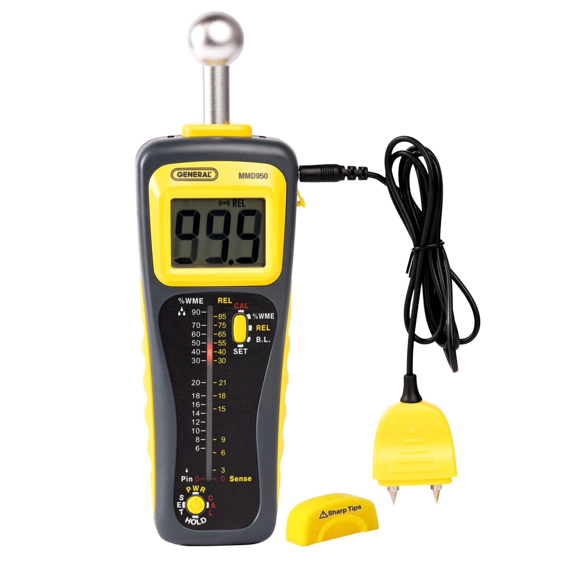 General Tools MMD950 Moisture Meter, Pin Type or Pinless, Deep Sensing with Sensor and Remote Probe