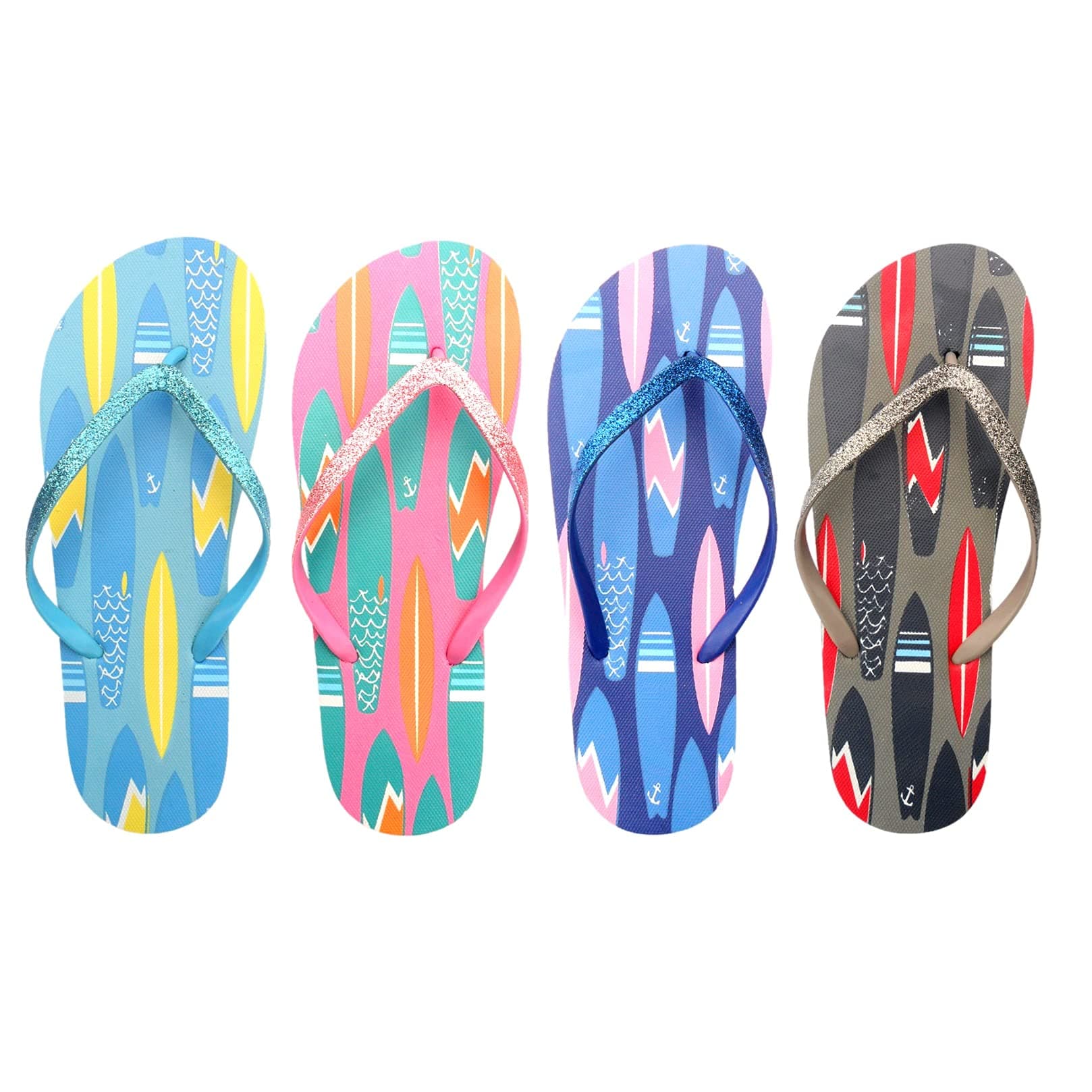 4 Pack Cute Pool Beach Waterproof Rubber Flip-Flops Sandals for Teen Girls Women Lightweight Dorm Shower Shoes Summer Travel Essentials Juniors