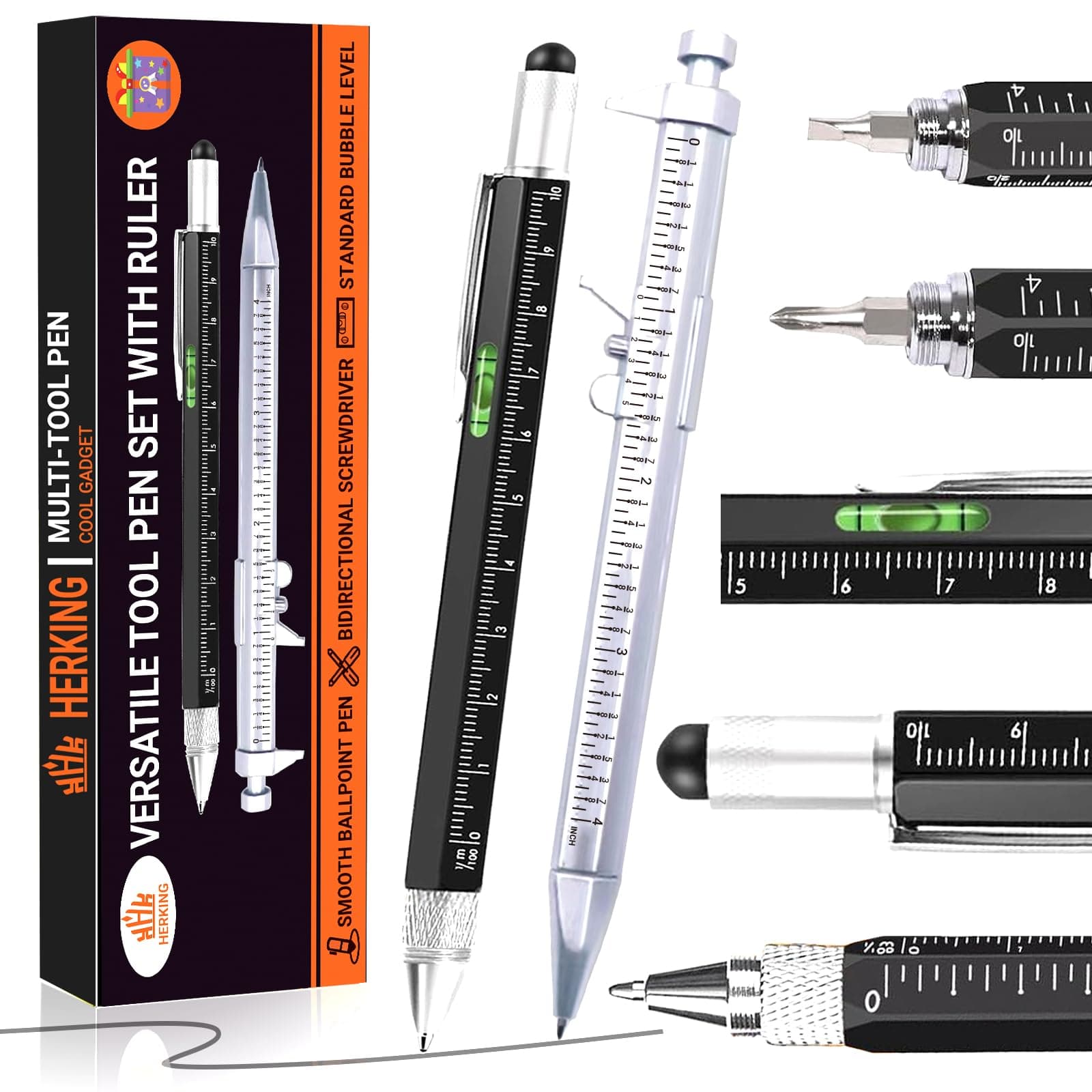 Stocking Stuffers for Adults Men Him,Multitool Pen Set, Christmas Gifts for Men, Cool Gadgets for Mens Christmas Gifts, Birthday Gifts for Men/Dad/Husband, Gifts for Men Who Have Everything