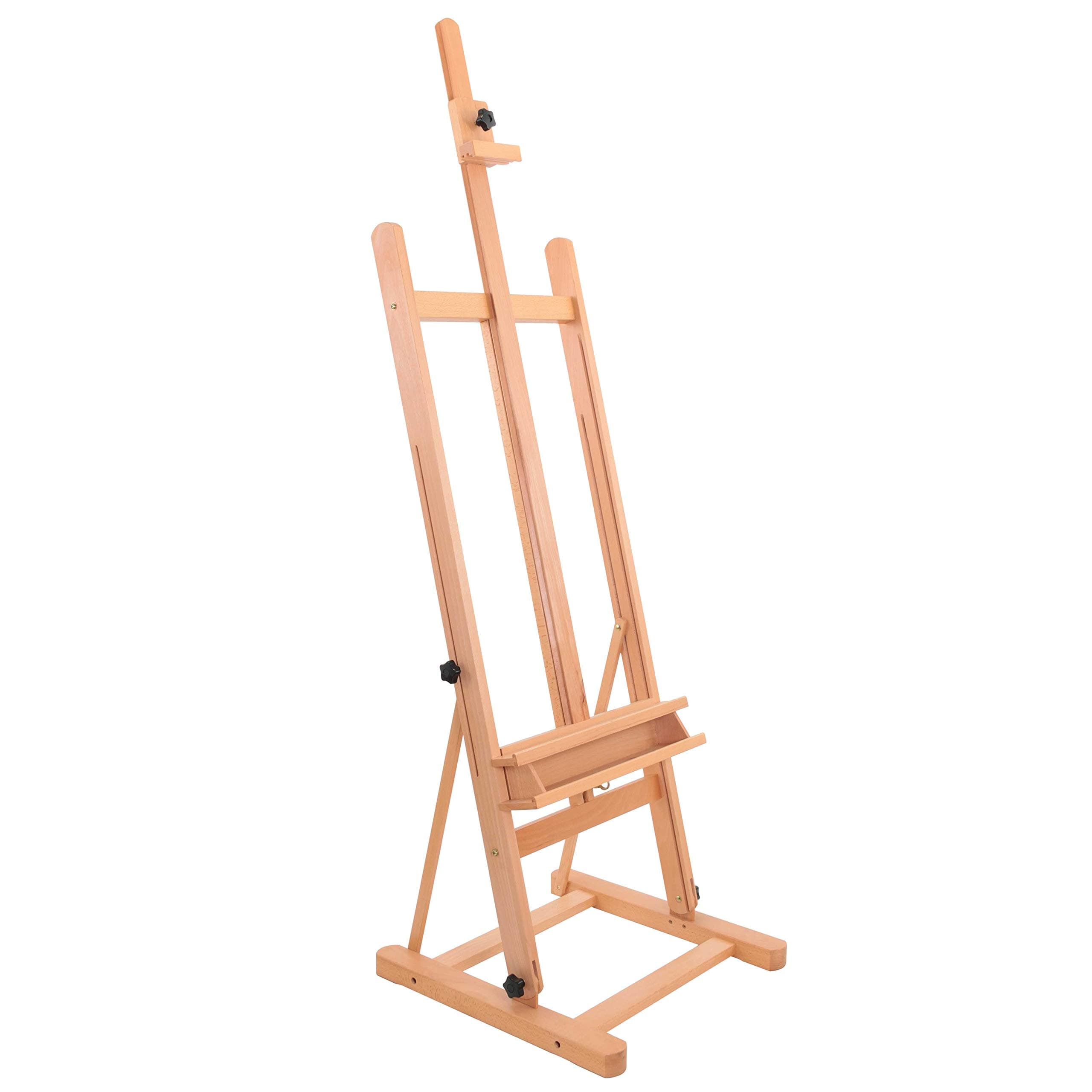 Medium Wooden Studio H Frame Easel with Storage Tray - Adjustable to 96" High, Holds Canvas up to 48" - Beechwood Artist Easel for Painting, Art Display Stand, Portraits