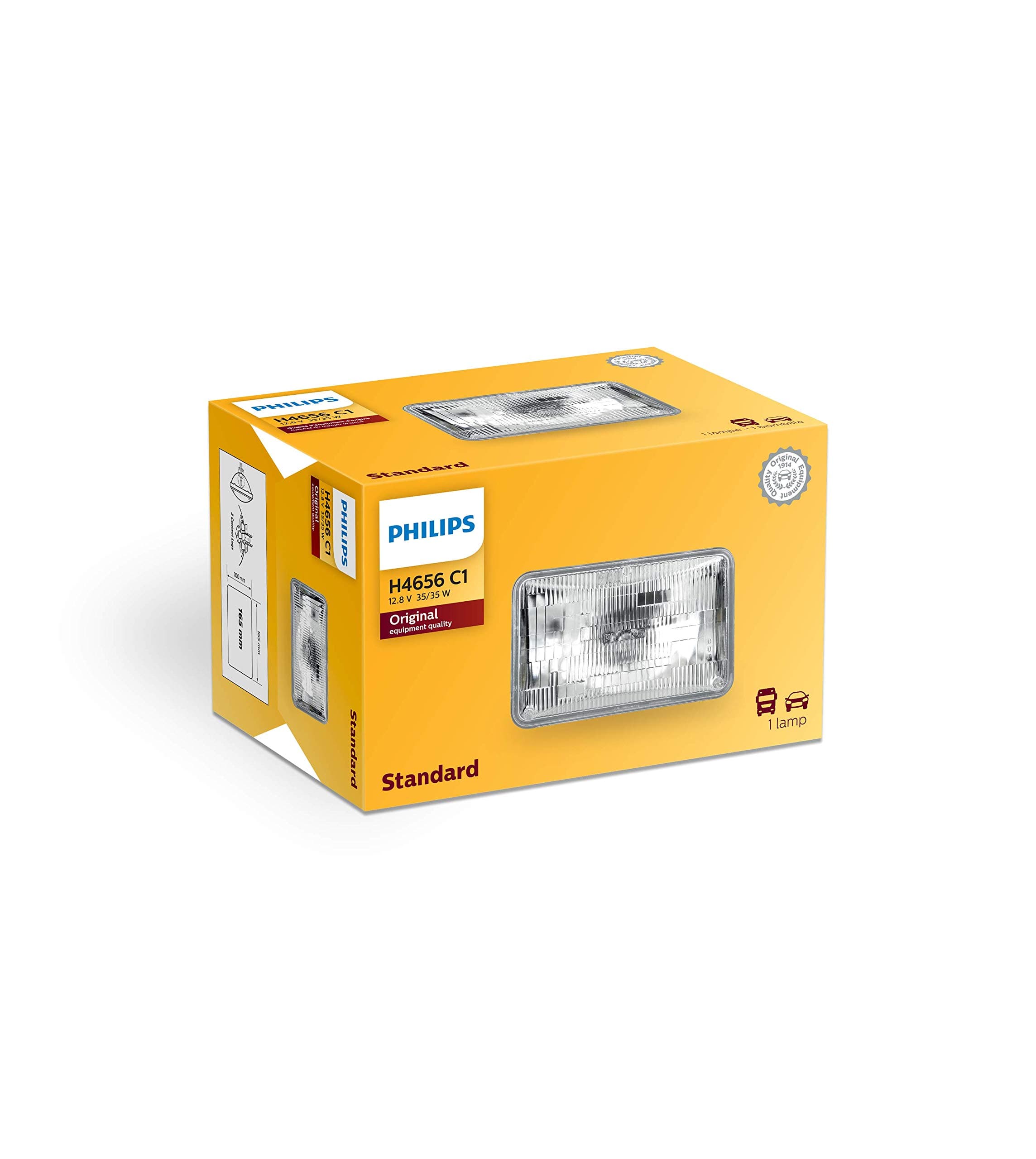 Philips H4656C1 Standard Halogen Sealed Beam headlamp, 1 Pack