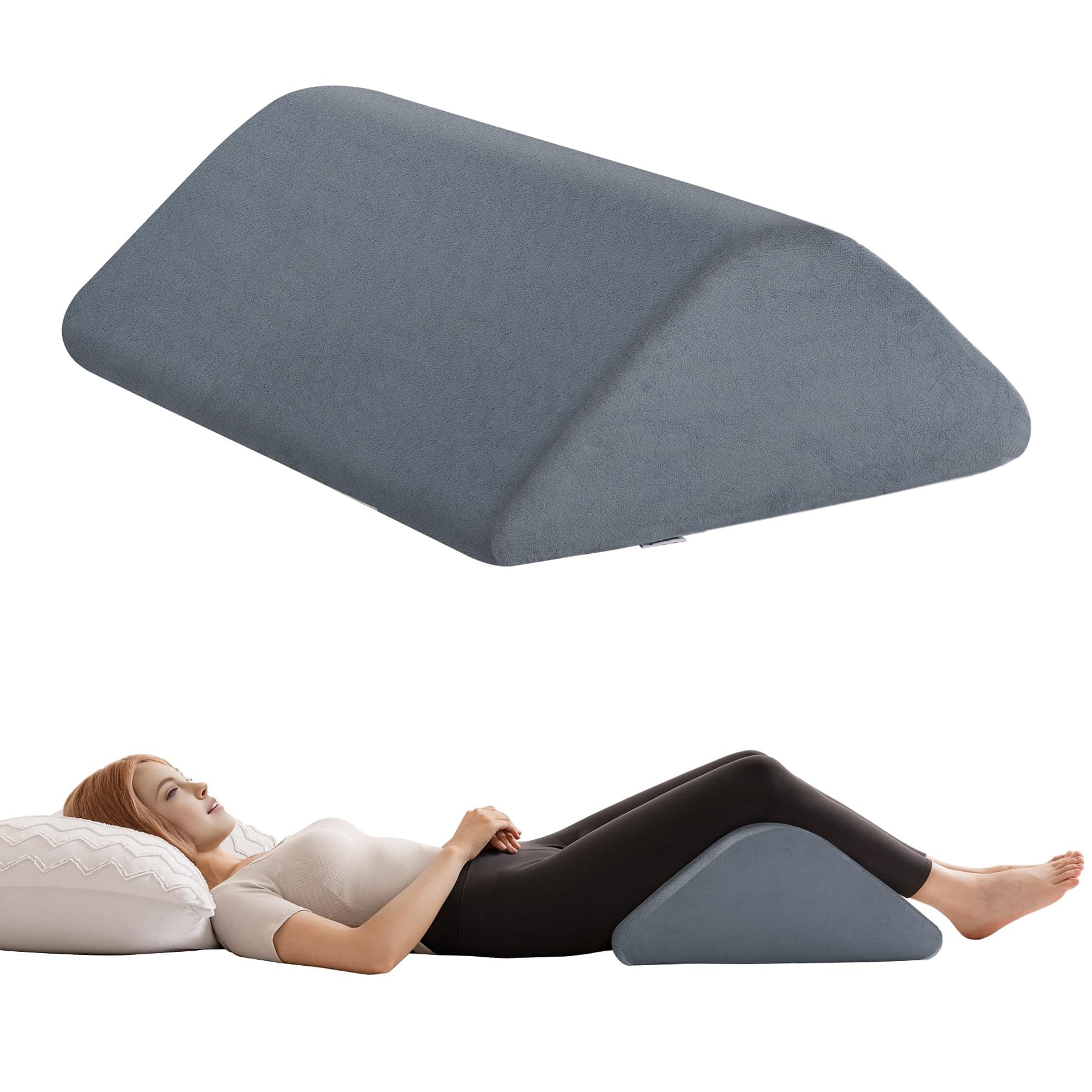 Knee Wedge Pillow for Post-Surgery Recovery-Leg Elevation Support for Sleep Position, Alleviating Lower Back & Hip Pain Enhancing Circulation in Ankles Legs Triangle Pillow with Removable Cover