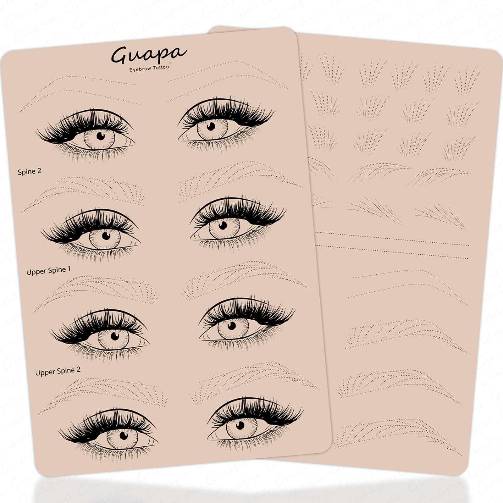 Guapa 5D Permanent Makeup Practice Skin - Double Sided Pre-printed Spine Lines Practice Skin For Eyebrow Tattoos - Fake Skin Sheets - Microblading Supplies (Pink-3PCS)