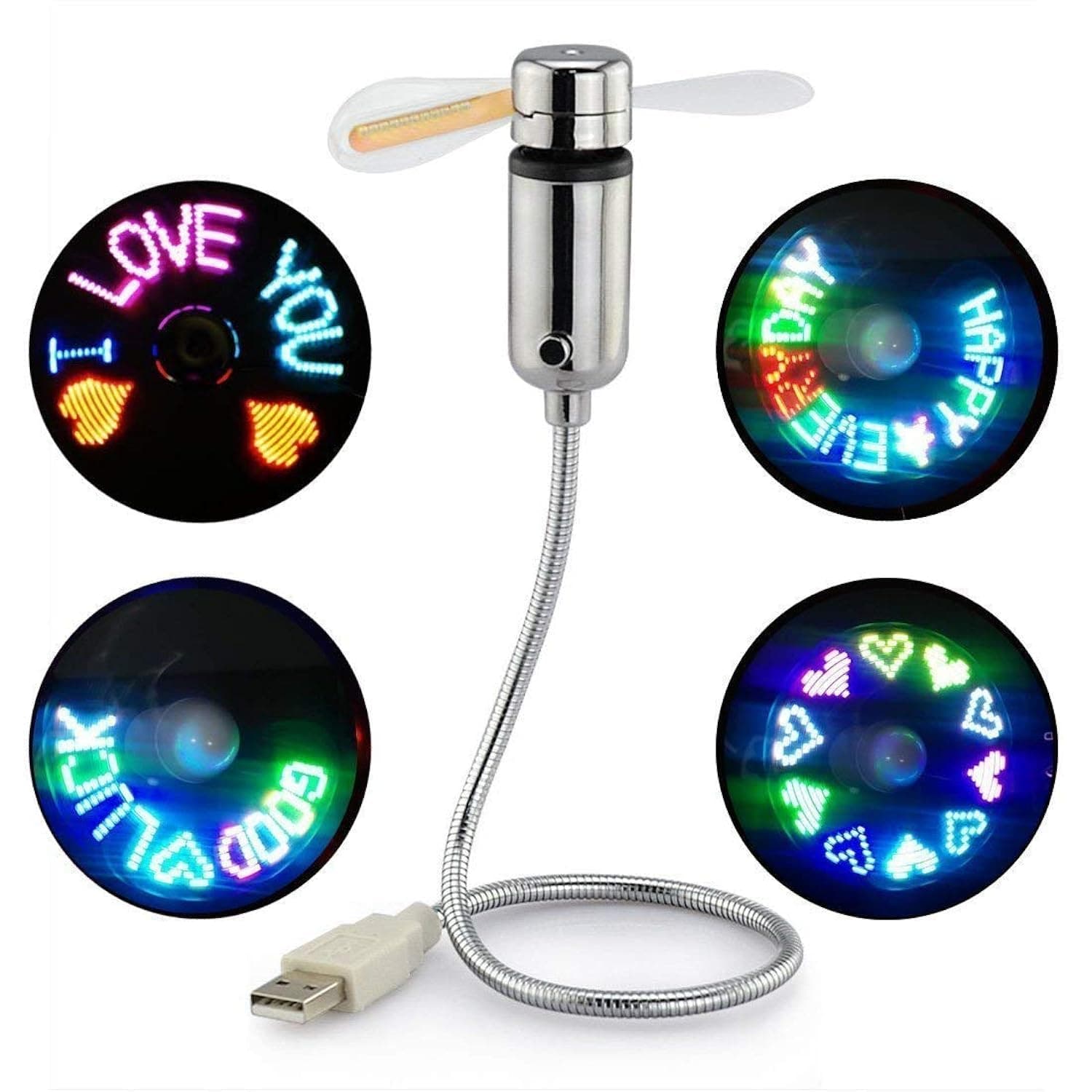 Saytay (New RGB version) USB LED RGB Programmable Fan for PC Laptop Notebook Desktops Flexible Gooseneck Mini USB Programmable Fan