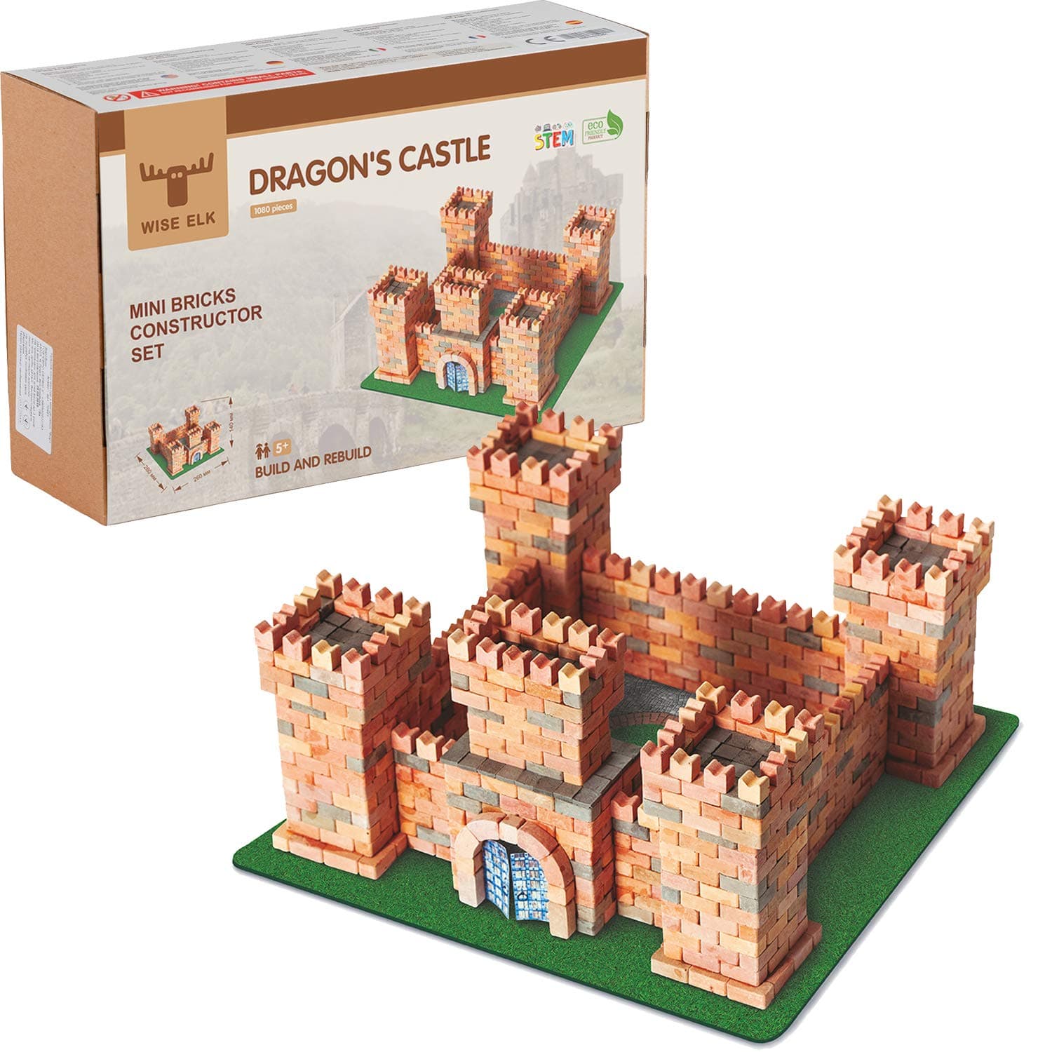 Dragon's Castle – 3D Plaster Brick Model Kit, 1080 Pieces, Real Gypsum Mini-Bricks, Reusable Diy Construction Set, Stem Educational Building Kit for Teens & Adults, Architecture Gift, Ages 14+
