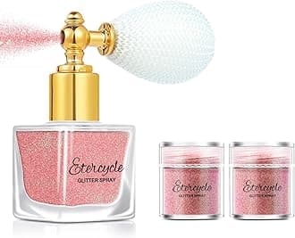 Etercycle Pink Body Glitter Spray, Shimmering Spray Powder Sparkle Powder, Cosmetic Shimmer Makeup Glitter for Hair and Body Face Clothes Nail Art Craft Design Easter Christmas Halloween Crafts